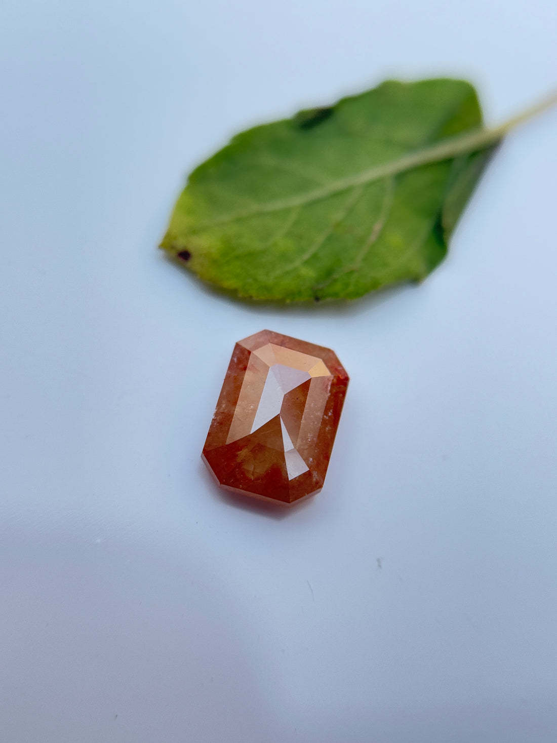 1.66 Ct Emerald Rose Cut Red Natural Salt and Pepper Diamond