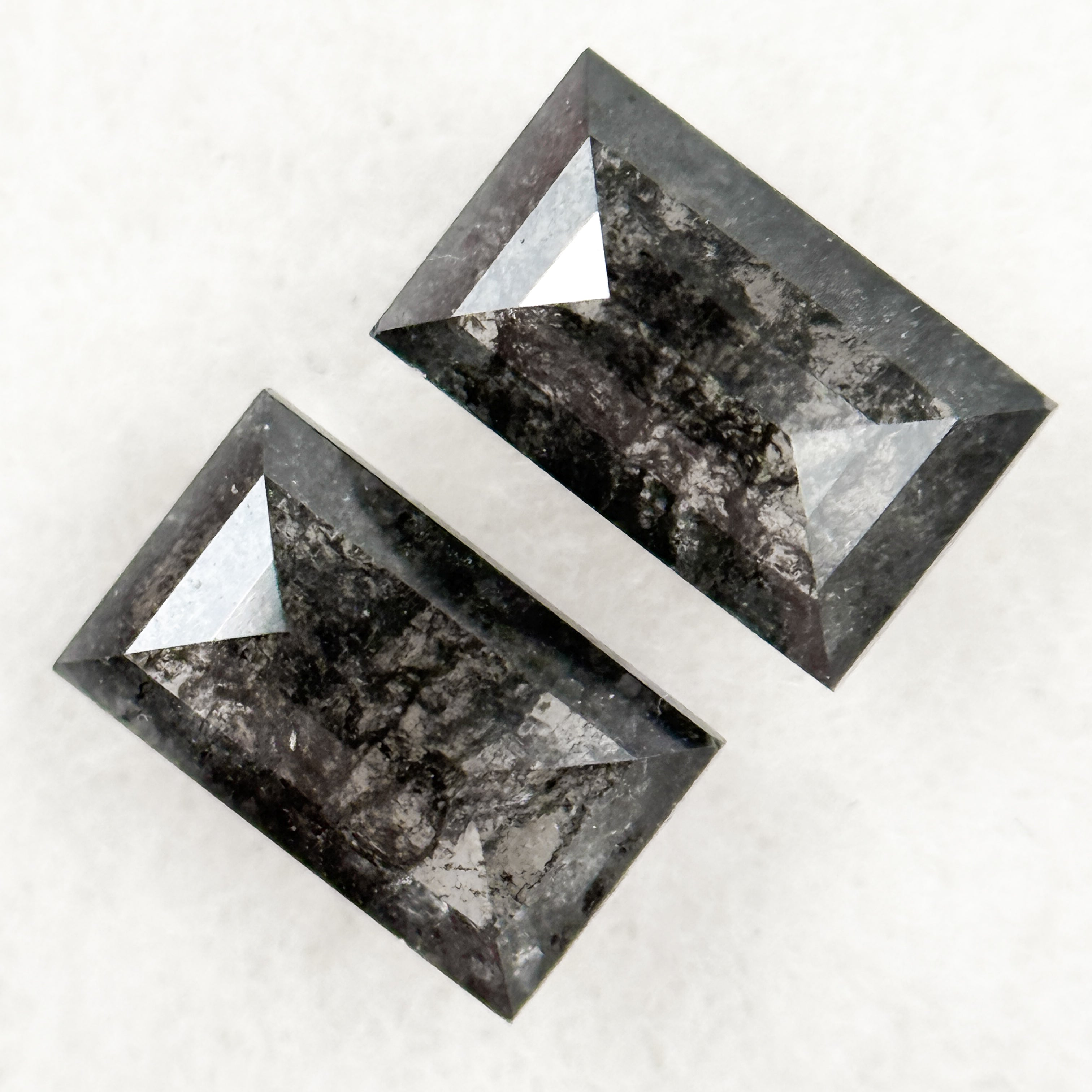 1.12 Ct Baguette Rose Cut Grey Natural Salt and Pepper Diamond