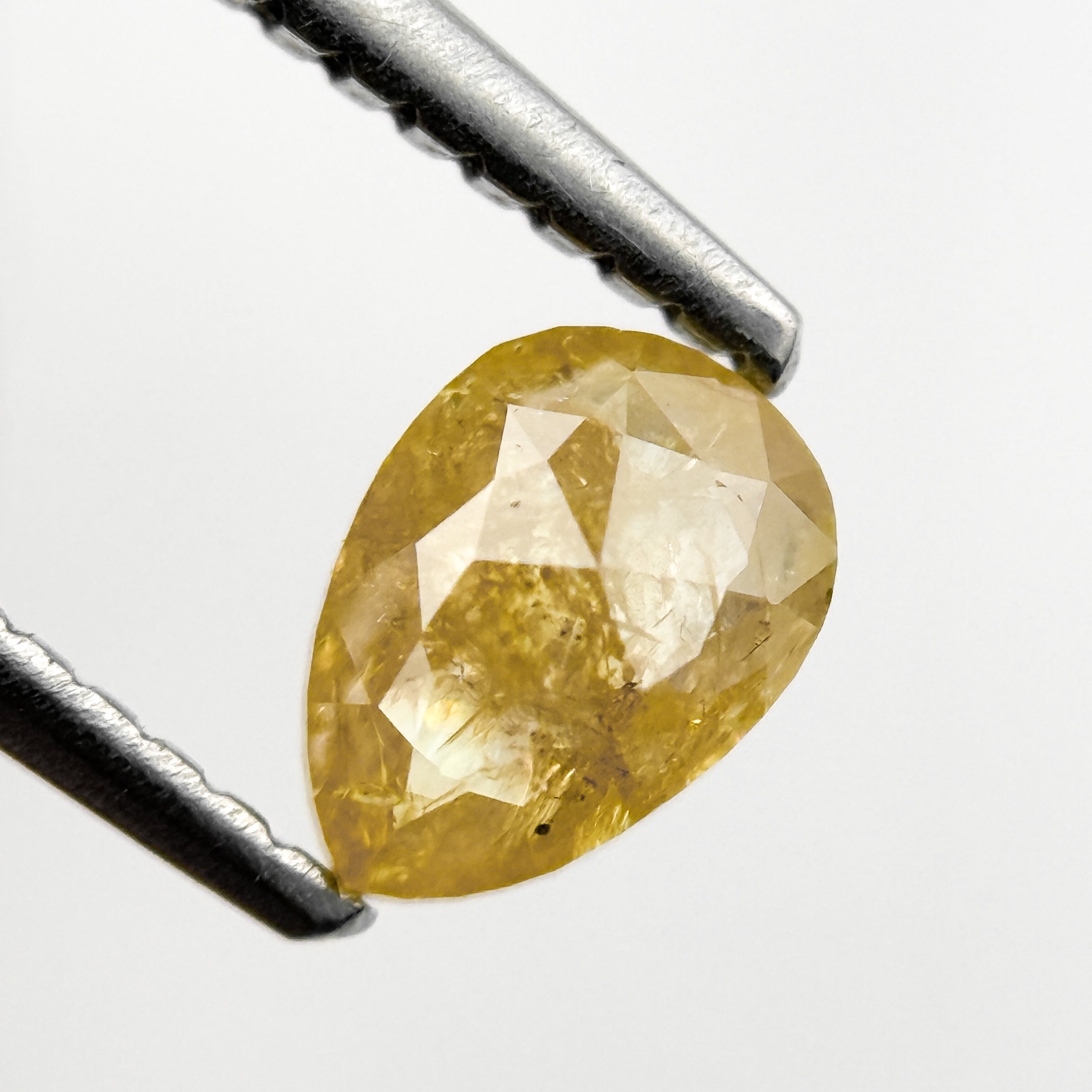0.75 Ct Pear Rose Cut Yellow Natural Salt and Pepper Diamond