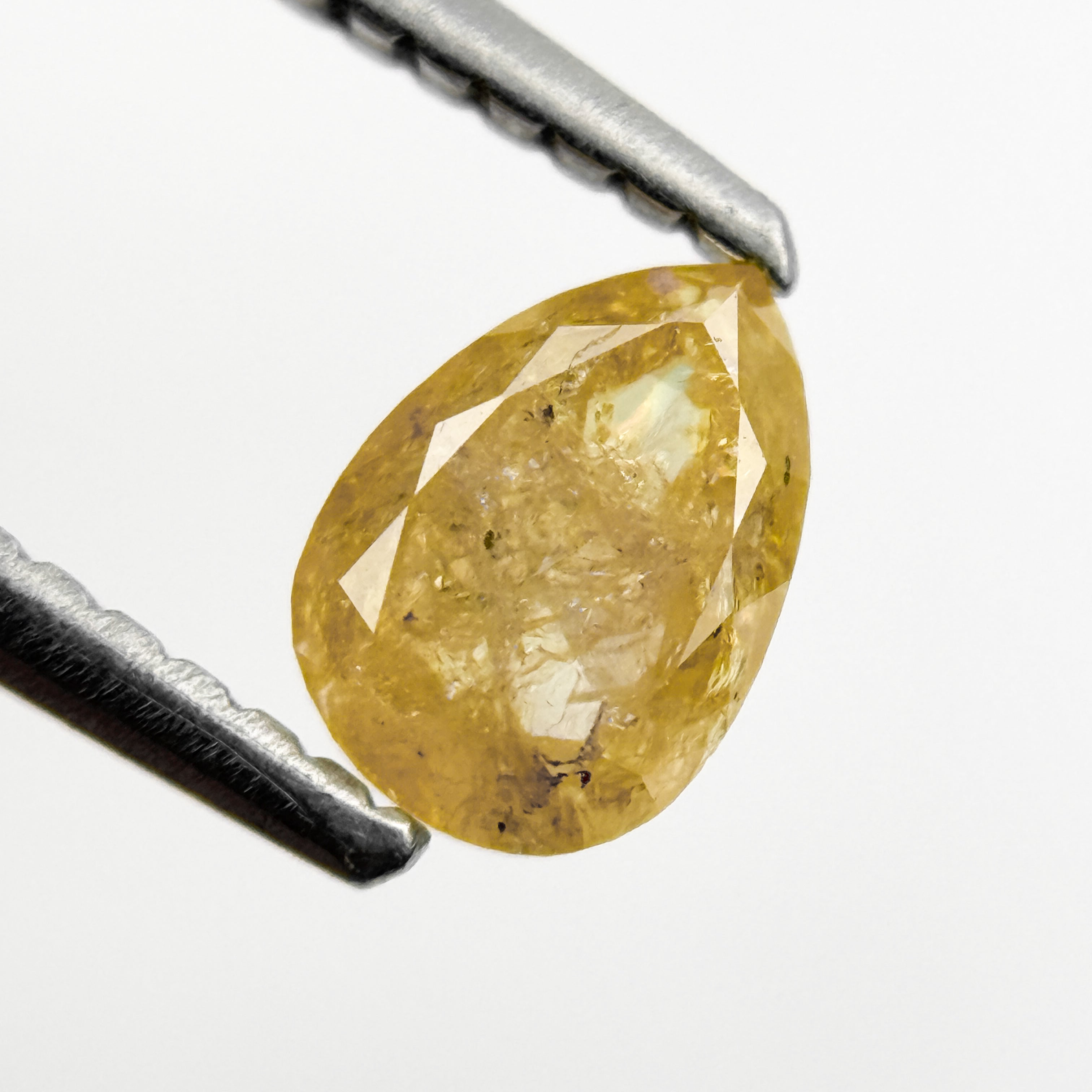 0.75 Ct Pear Rose Cut Yellow Natural Salt and Pepper Diamond