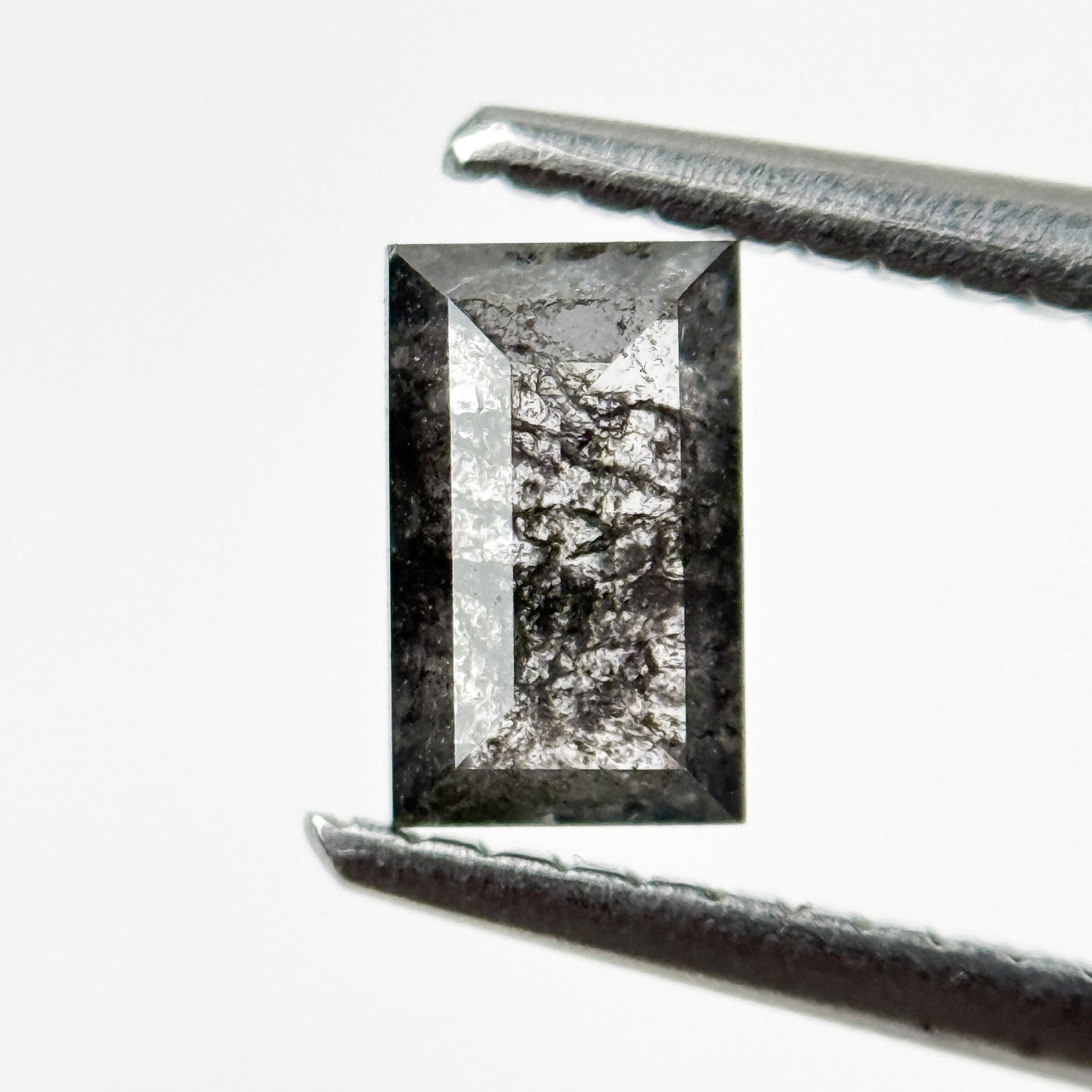 1.12 Ct Baguette Rose Cut Grey Natural Salt and Pepper Diamond