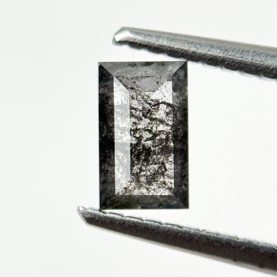 1.12 Ct Baguette Rose Cut Grey Natural Salt and Pepper Diamond