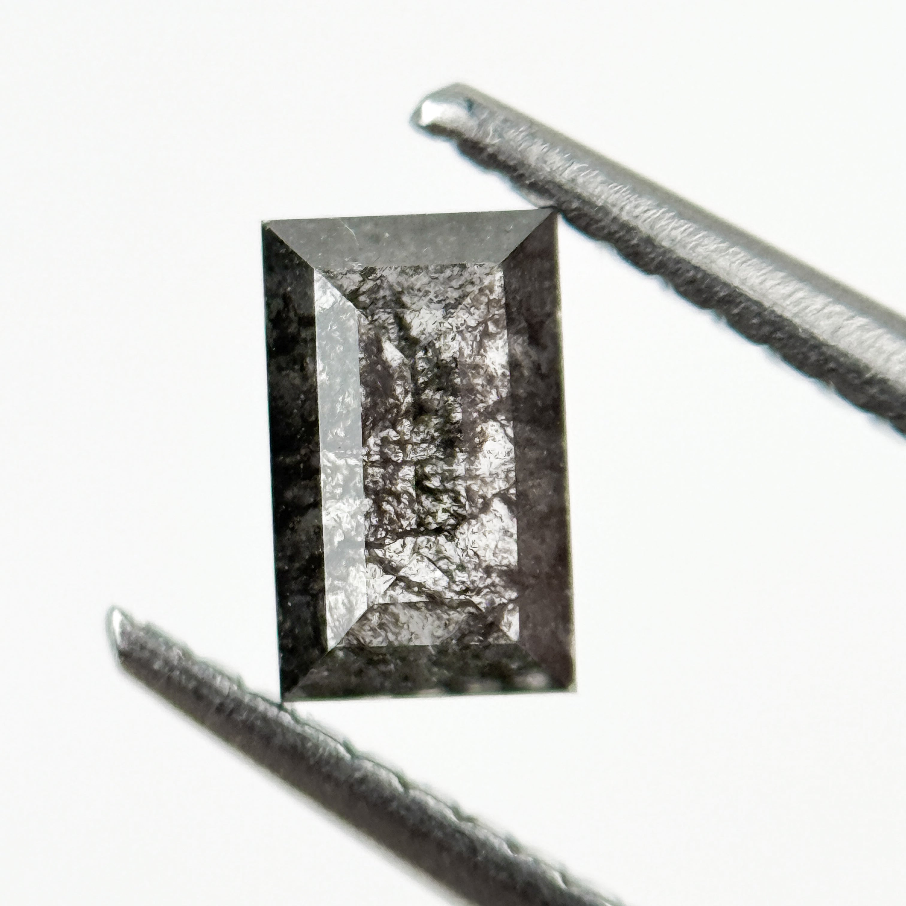 1.12 Ct Baguette Rose Cut Grey Natural Salt and Pepper Diamond