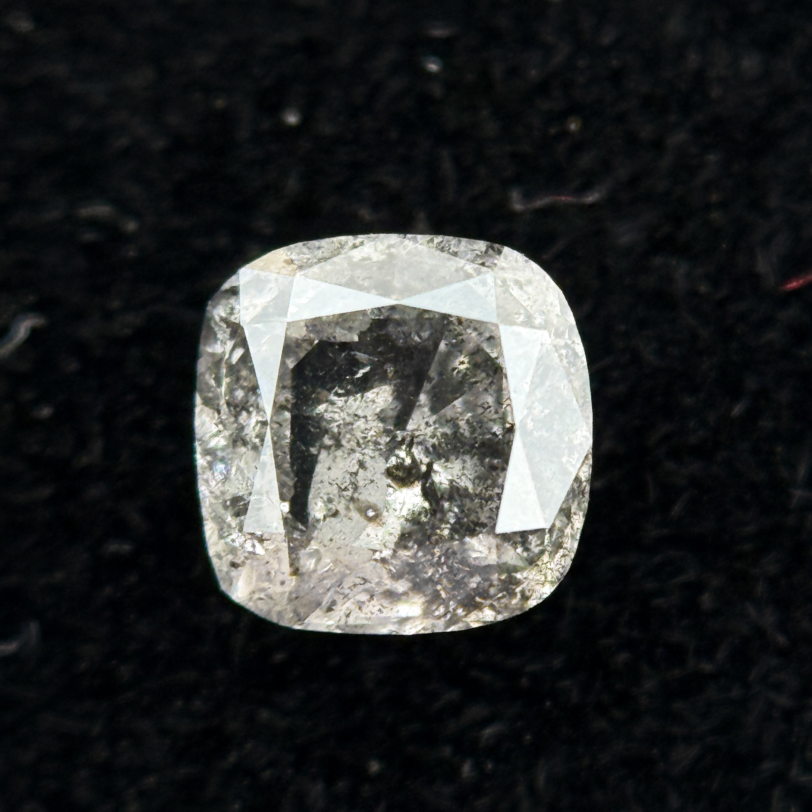 0.55 Ct Cushion Rose Cut Grey Natural Galaxy Diamond