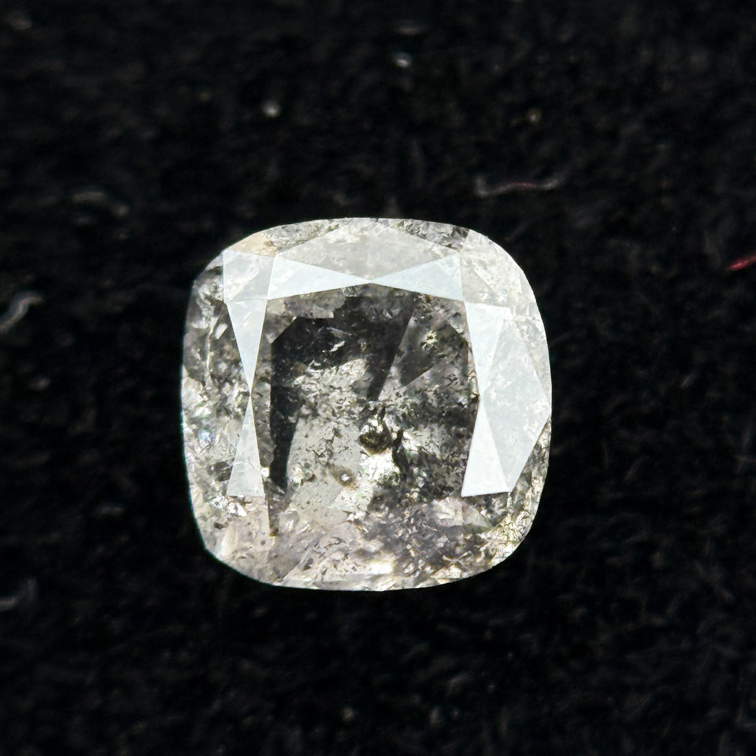 0.55 Ct Cushion Rose Cut Grey Natural Galaxy Diamond
