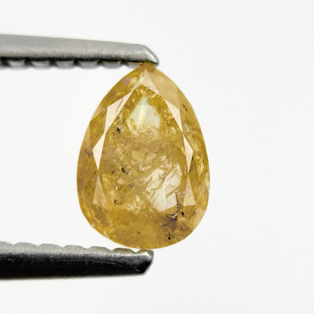 0.75 Ct Pear Rose Cut Yellow Natural Salt and Pepper Diamond