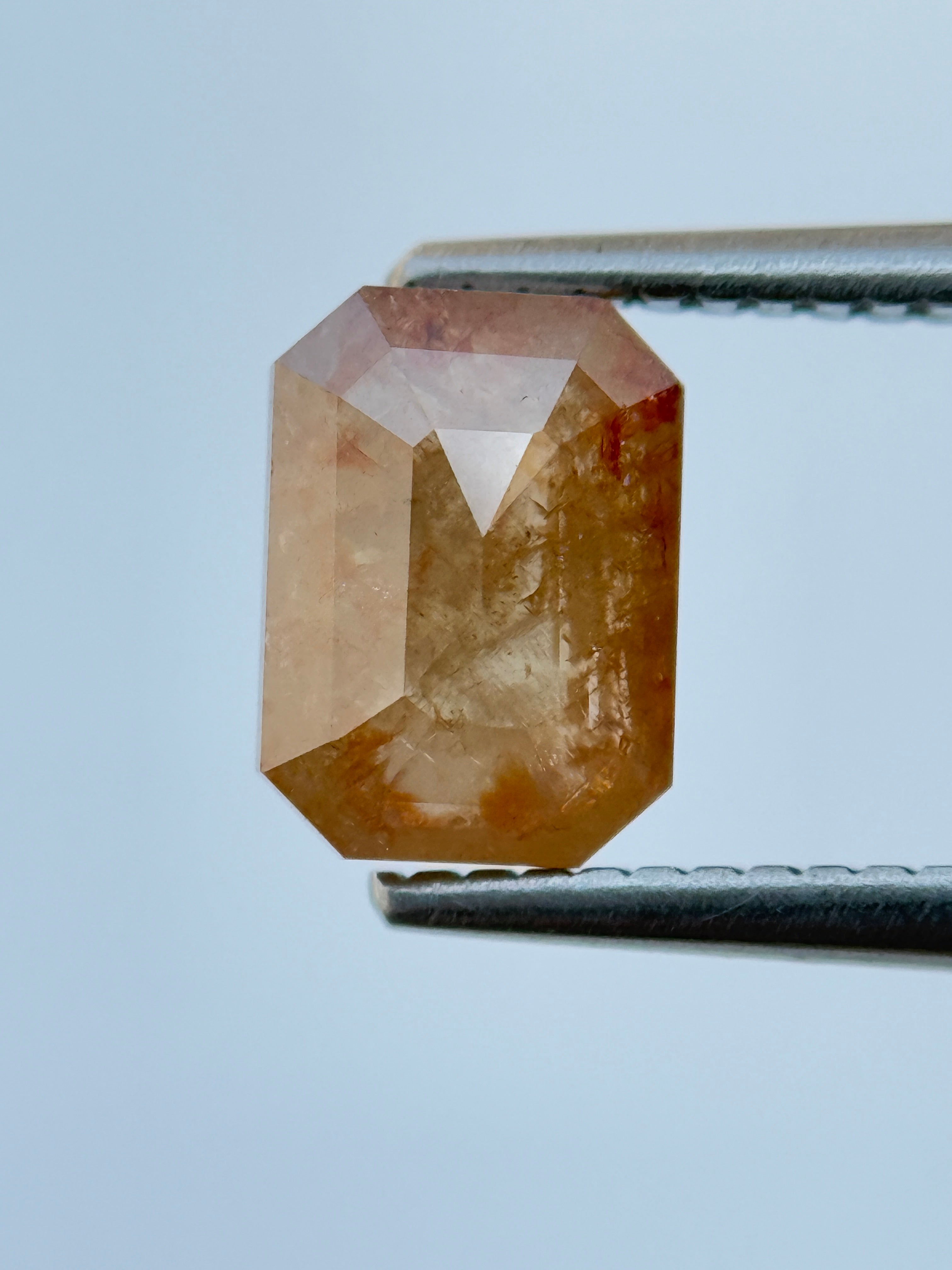 1.66 Ct Emerald Rose Cut Red Natural Salt and Pepper Diamond