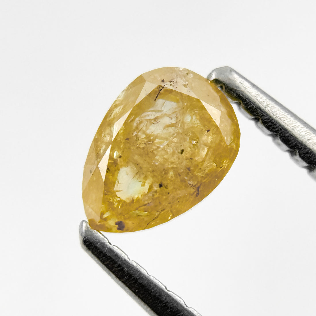 0.75 Ct Pear Rose Cut Yellow Natural Salt and Pepper Diamond
