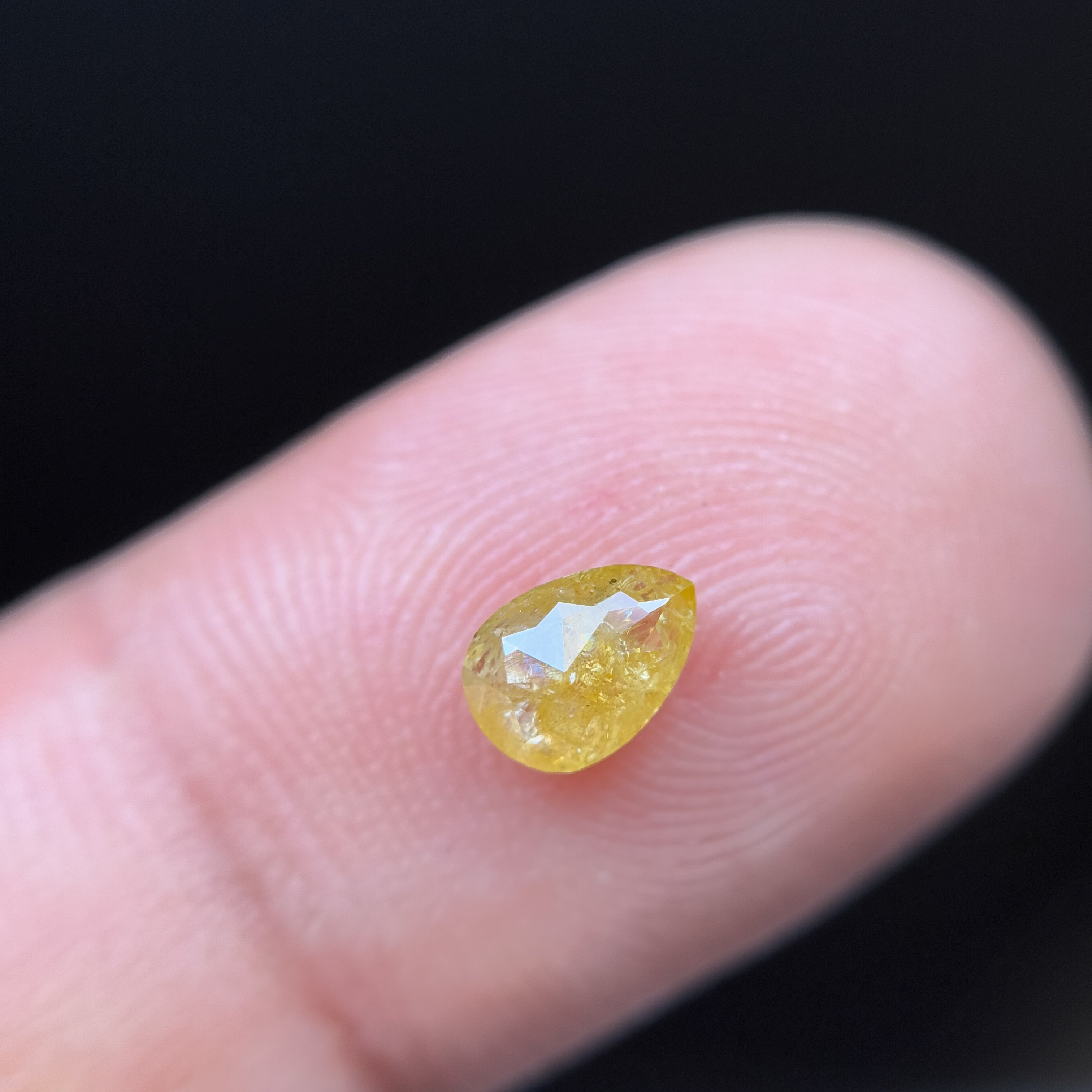 0.75 Ct Pear Rose Cut Yellow Natural Salt and Pepper Diamond