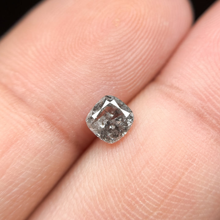 0.55 Ct Cushion Rose Cut Grey Natural Galaxy Diamond
