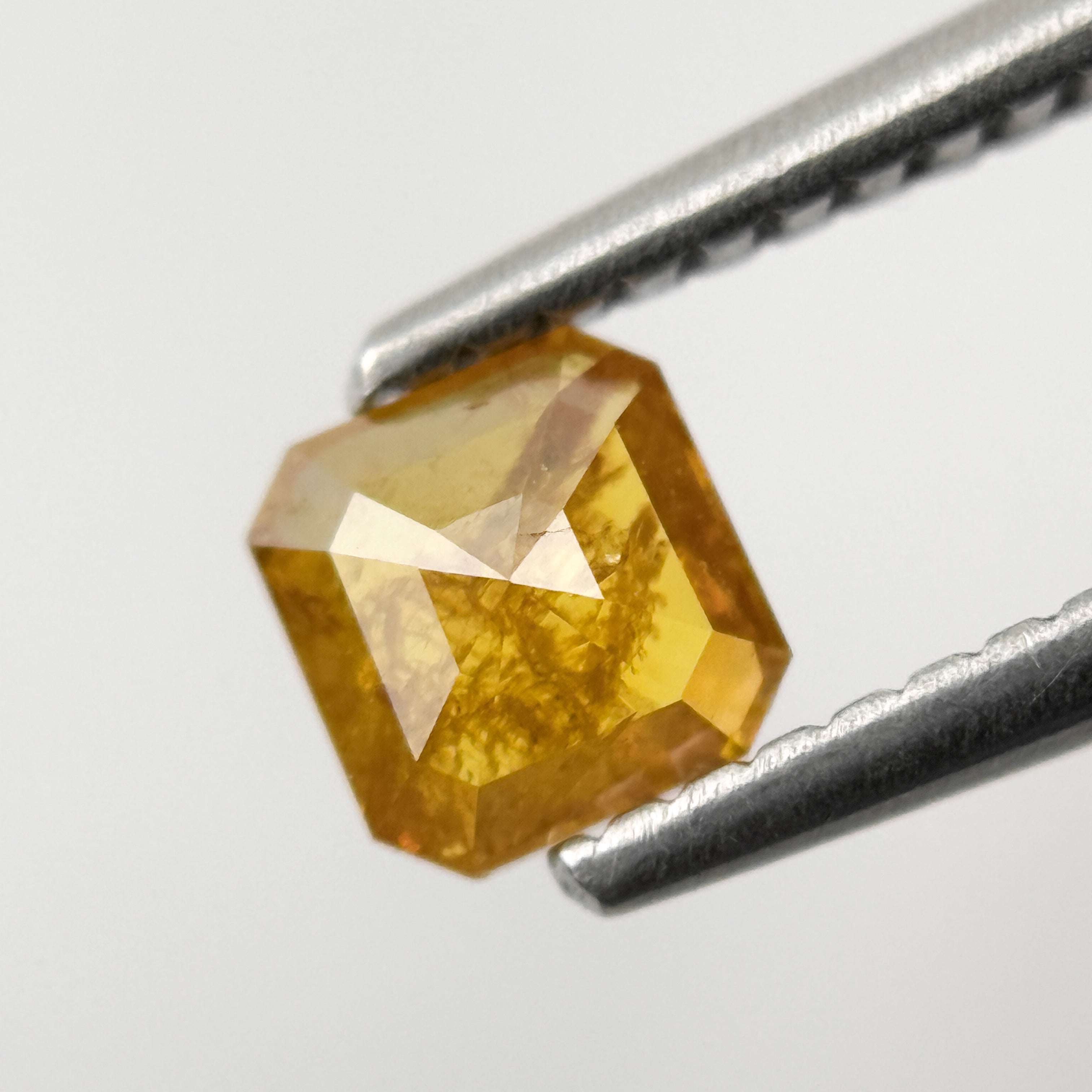 0.44 Ct Emerald Rose Cut Yellow Natural Salt and Pepper Diamond