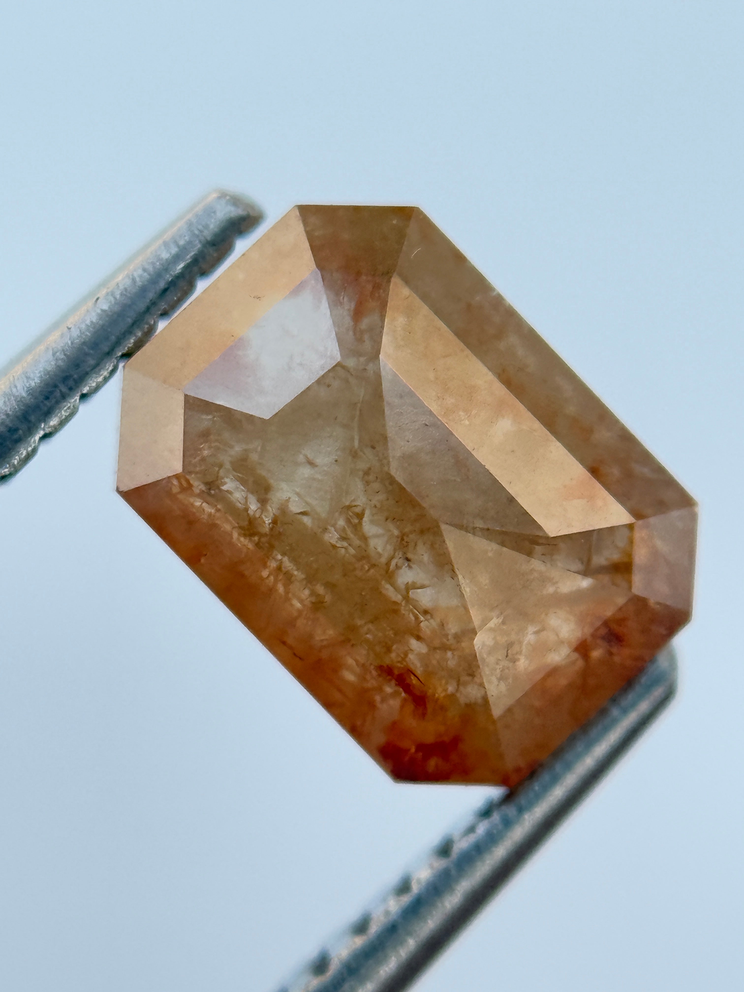 1.66 Ct Emerald Rose Cut Red Natural Salt and Pepper Diamond