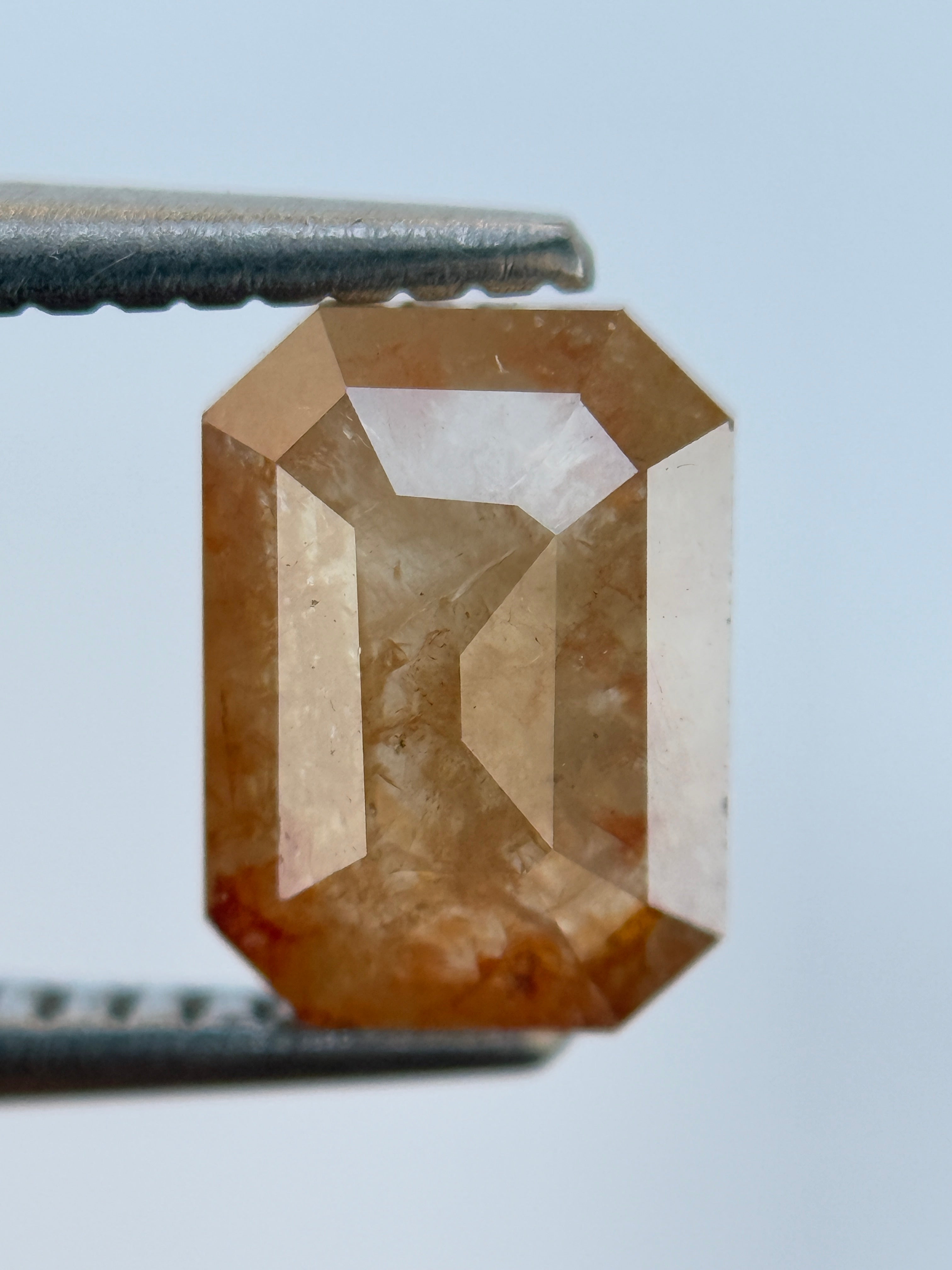 1.66 Ct Emerald Rose Cut Red Natural Salt and Pepper Diamond