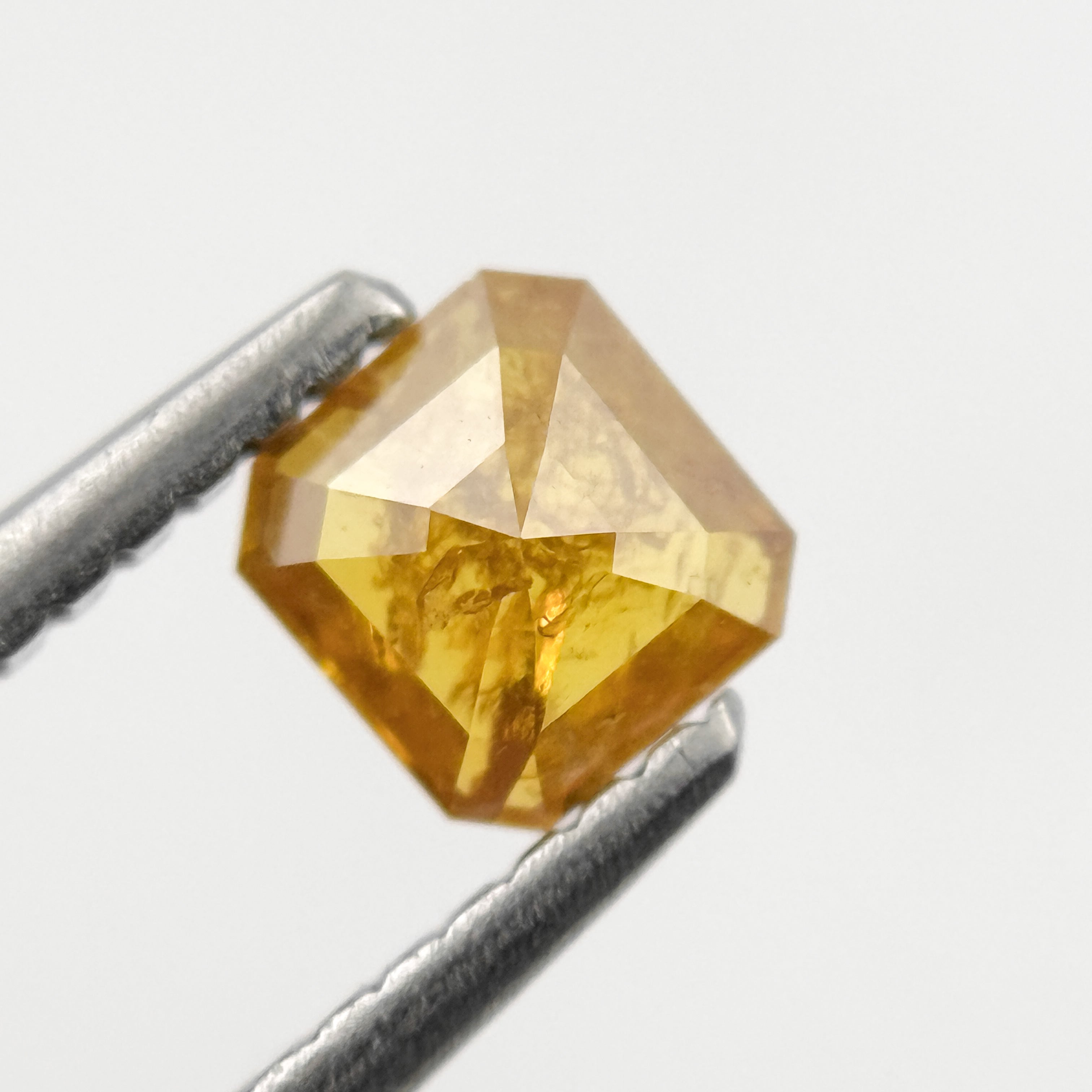 0.44 Ct Emerald Rose Cut Yellow Natural Salt and Pepper Diamond