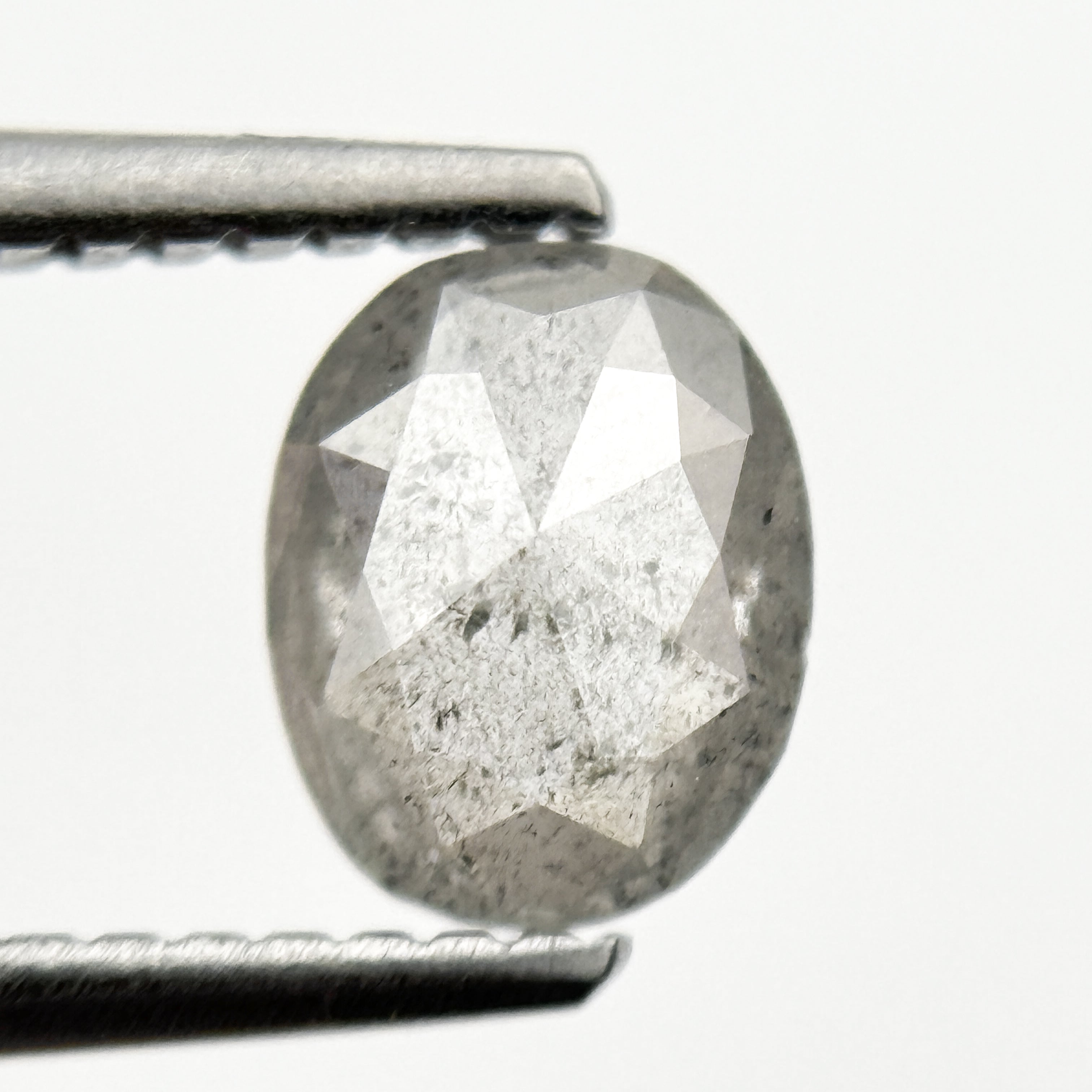 0.78 Ct Oval Rose Cut Grey Natural Minimalist Diamond