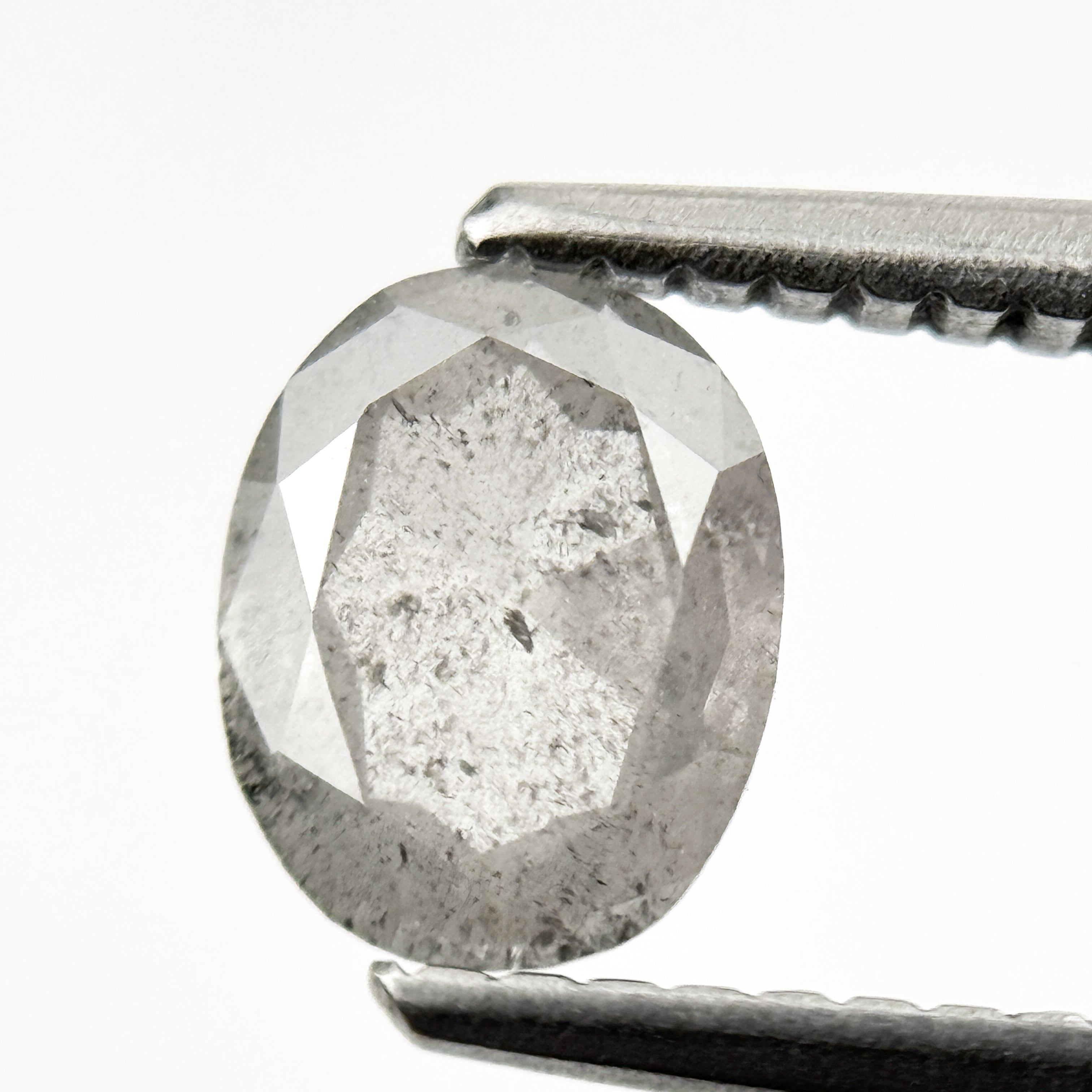0.78 Ct Oval Rose Cut Grey Natural Minimalist Diamond