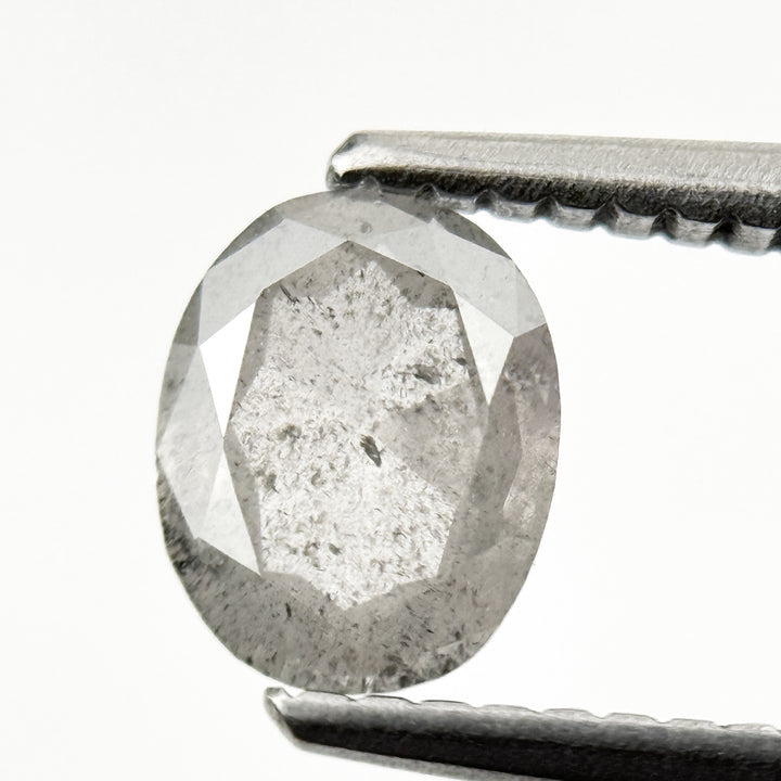 0.78 Ct Oval Rose Cut Grey Natural Minimalist Diamond