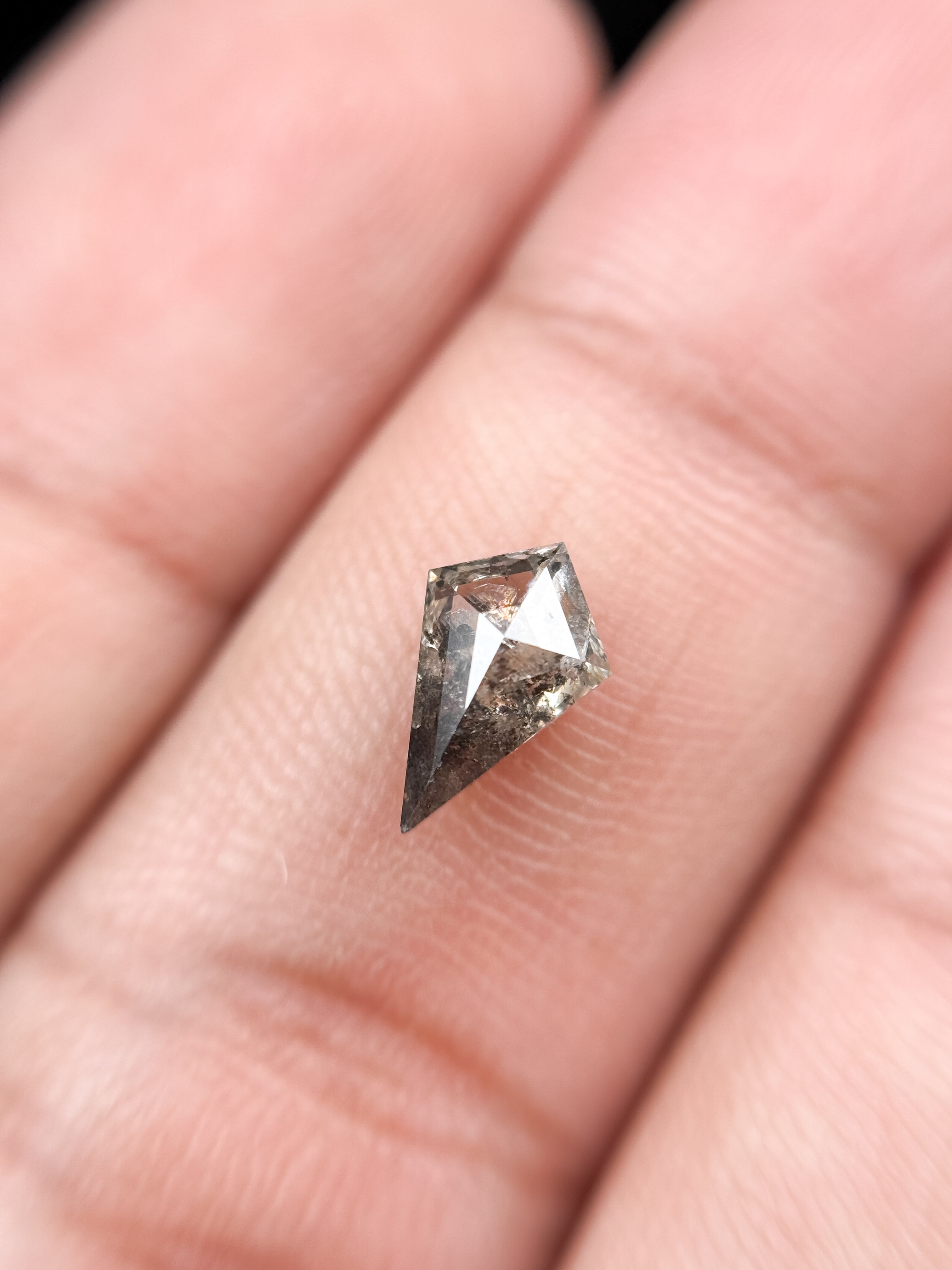0.87 Ct Kite Rose Cut Grey Natural Minimalist Diamond