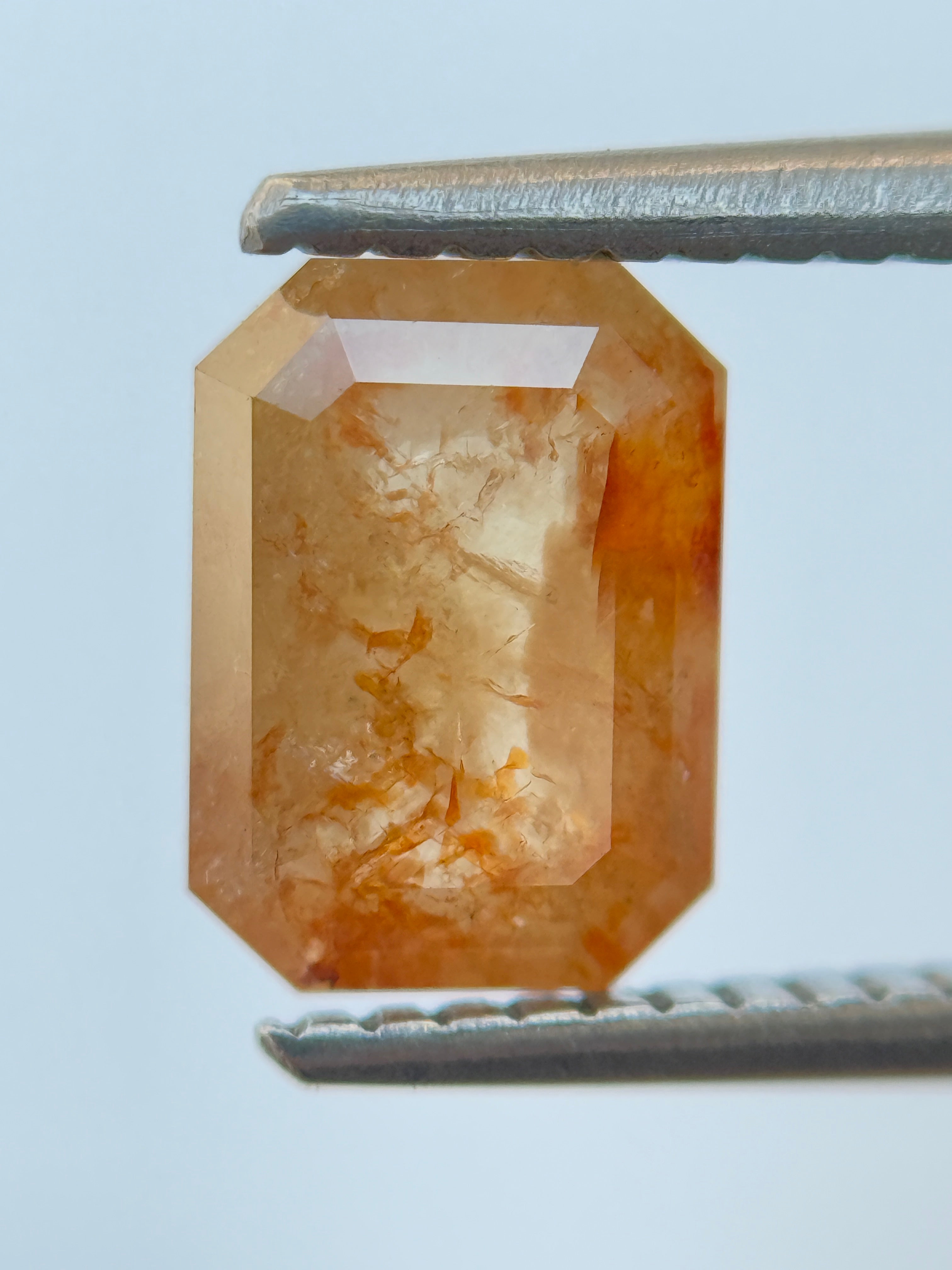 1.66 Ct Emerald Rose Cut Red Natural Salt and Pepper Diamond