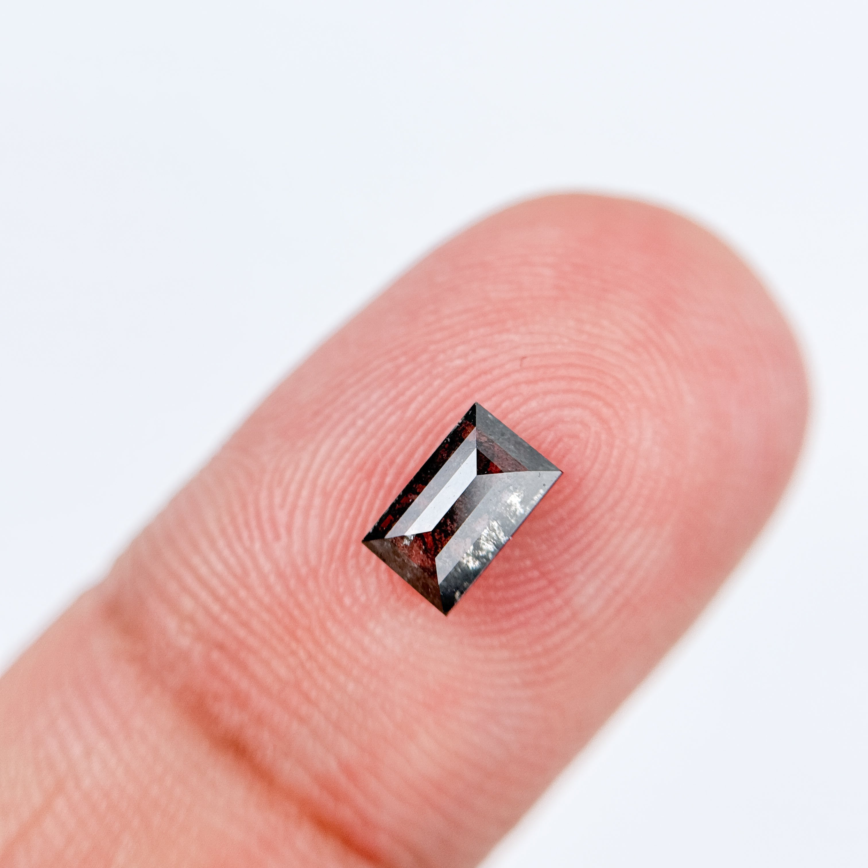 0.57 Ct Baguette Rose Cut Grey Natural Galaxy Diamond