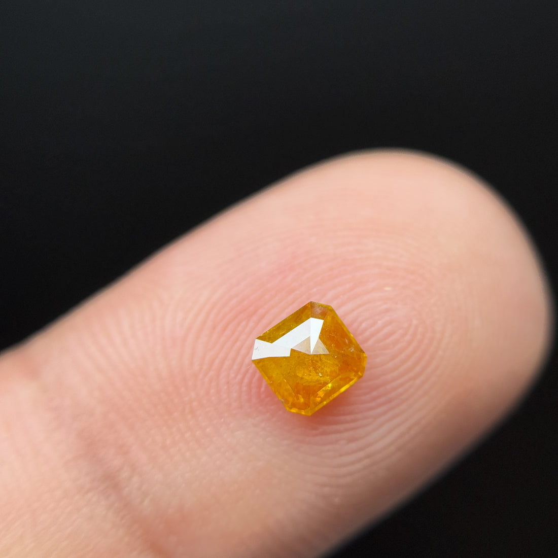 0.44 Ct Emerald Rose Cut Yellow Natural Salt and Pepper Diamond
