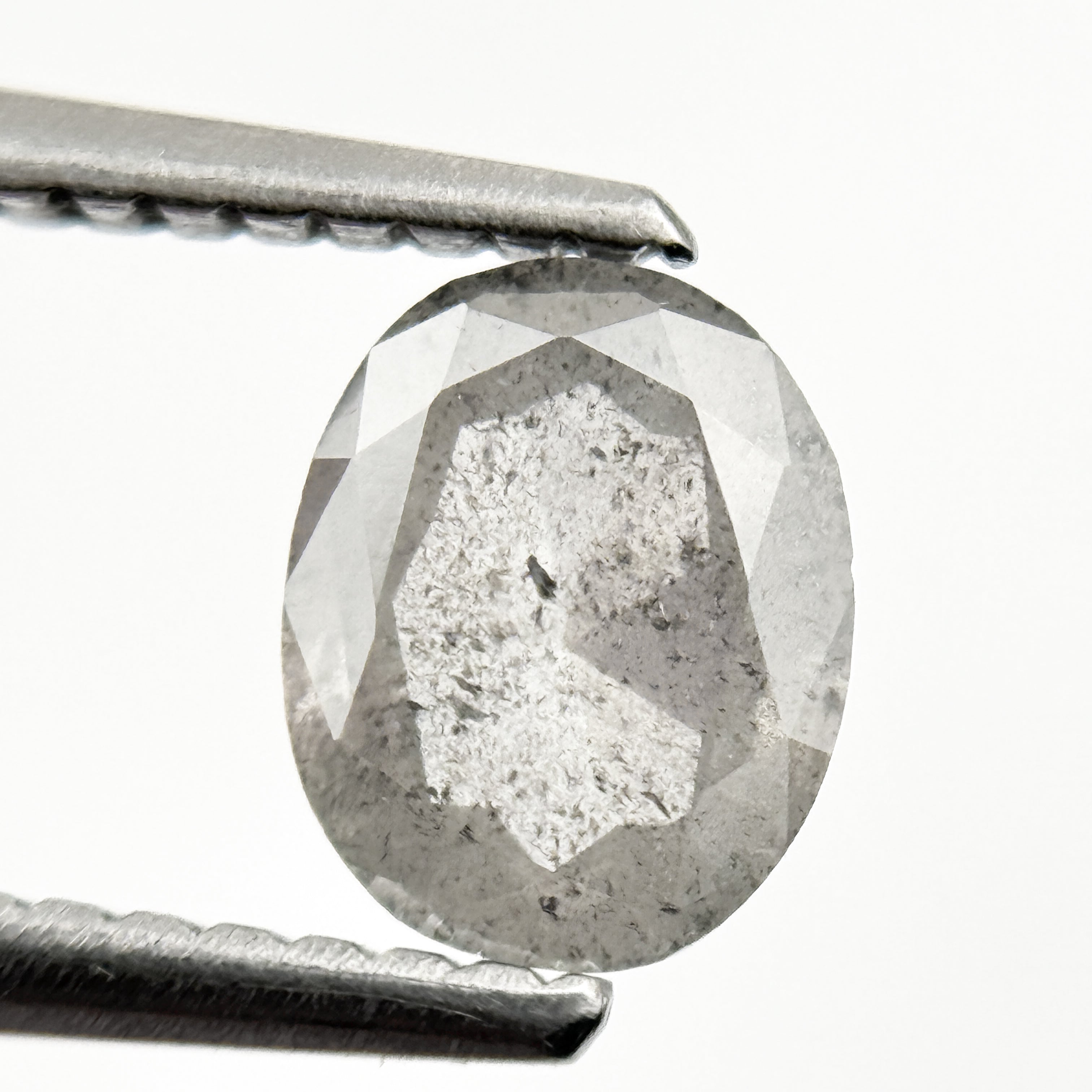 0.78 Ct Oval Rose Cut Grey Natural Minimalist Diamond
