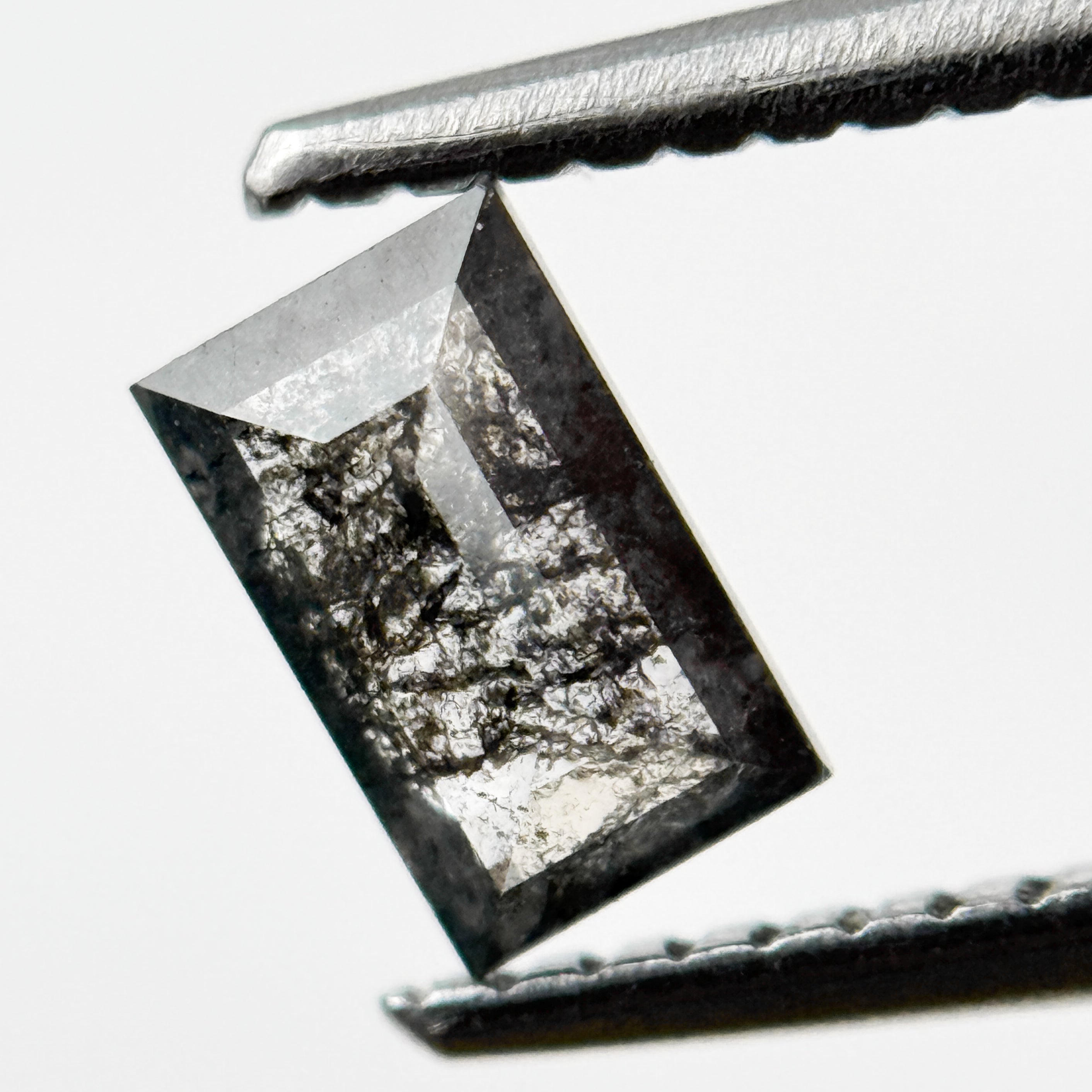 0.55 Ct Baguette Rose Cut Grey Natural Galaxy Diamond