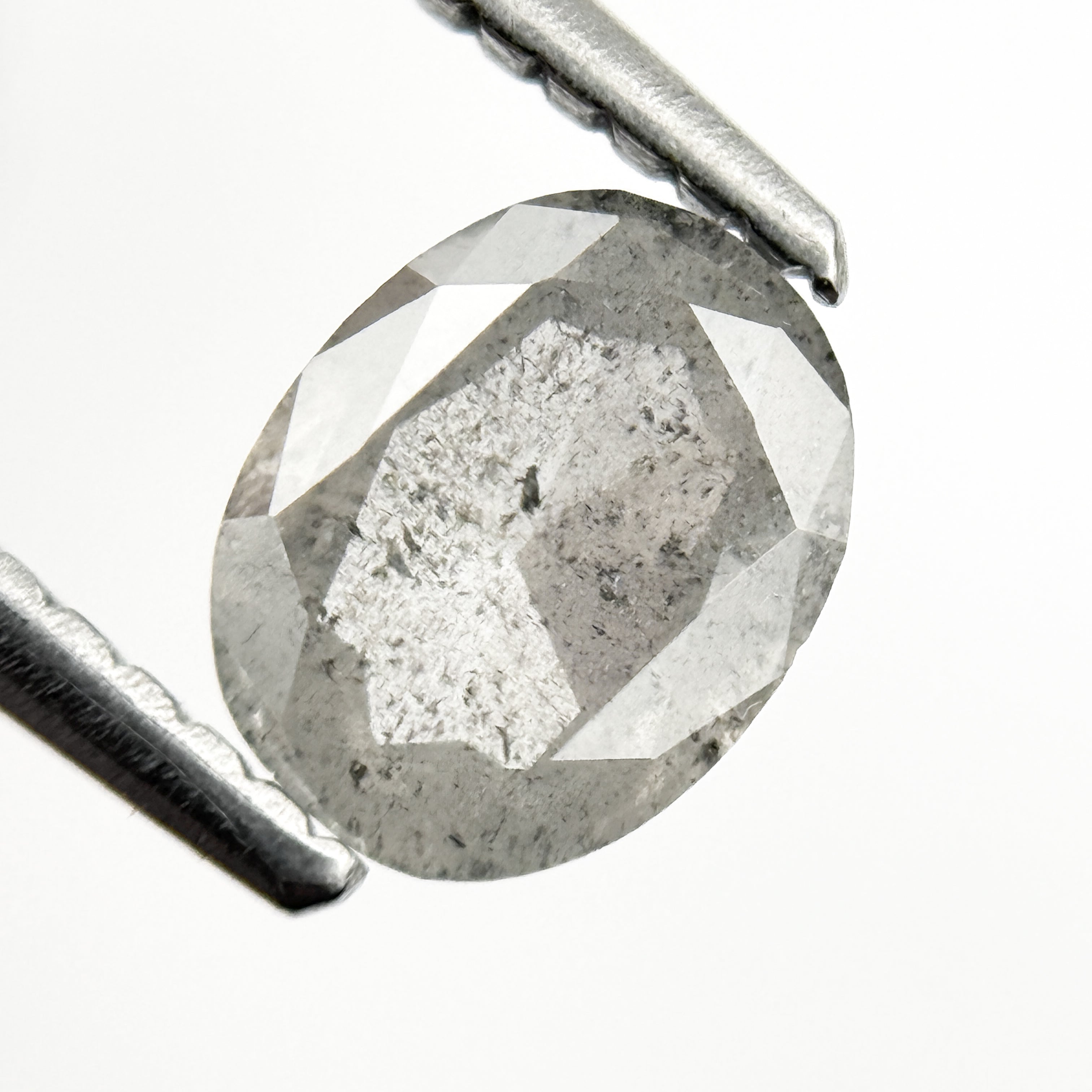 0.78 Ct Oval Rose Cut Grey Natural Minimalist Diamond