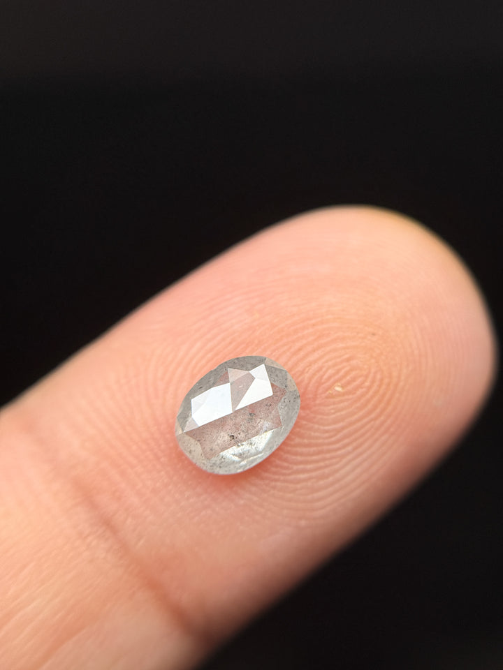 0.78 Ct Oval Rose Cut Grey Natural Minimalist Diamond