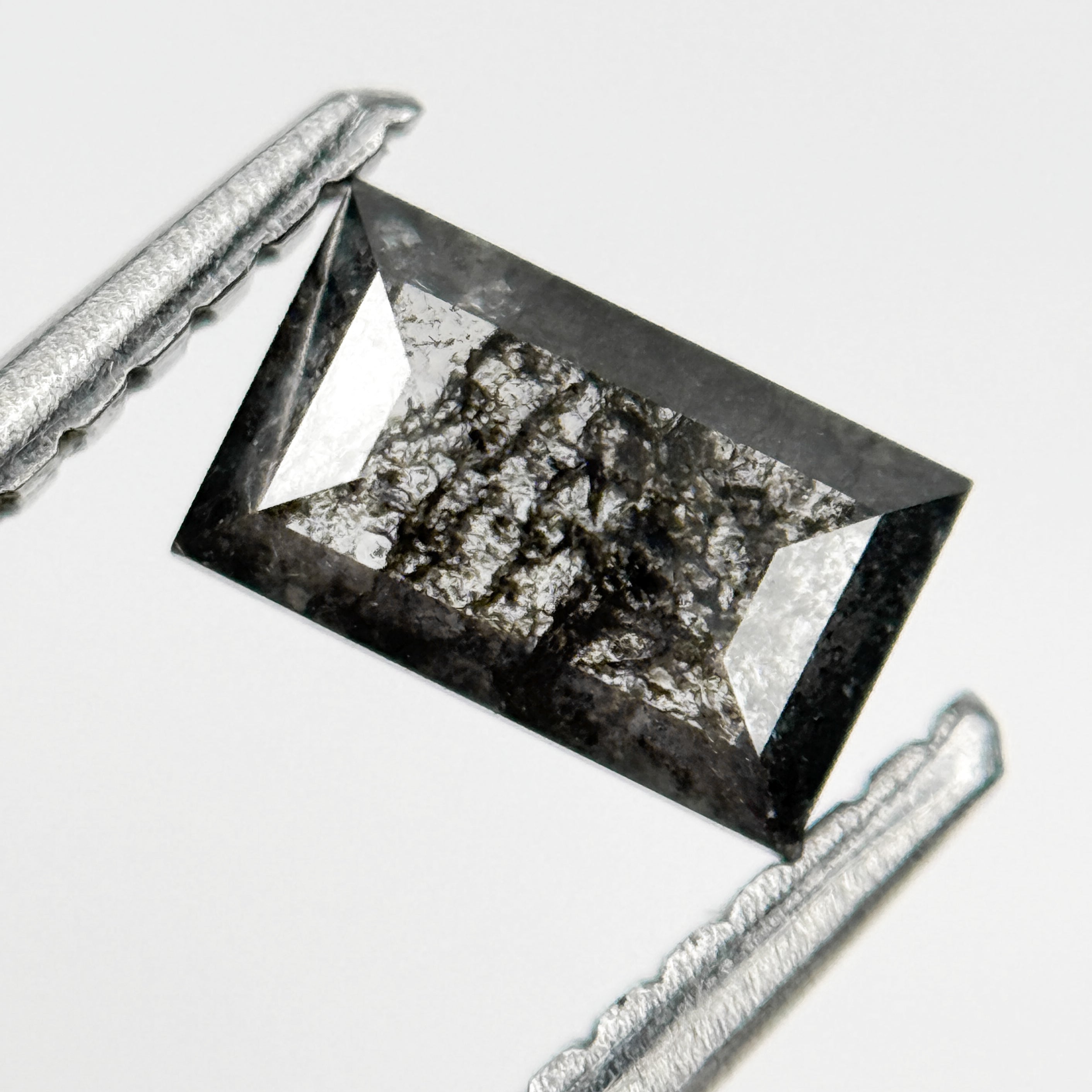 0.55 Ct Baguette Rose Cut Grey Natural Galaxy Diamond