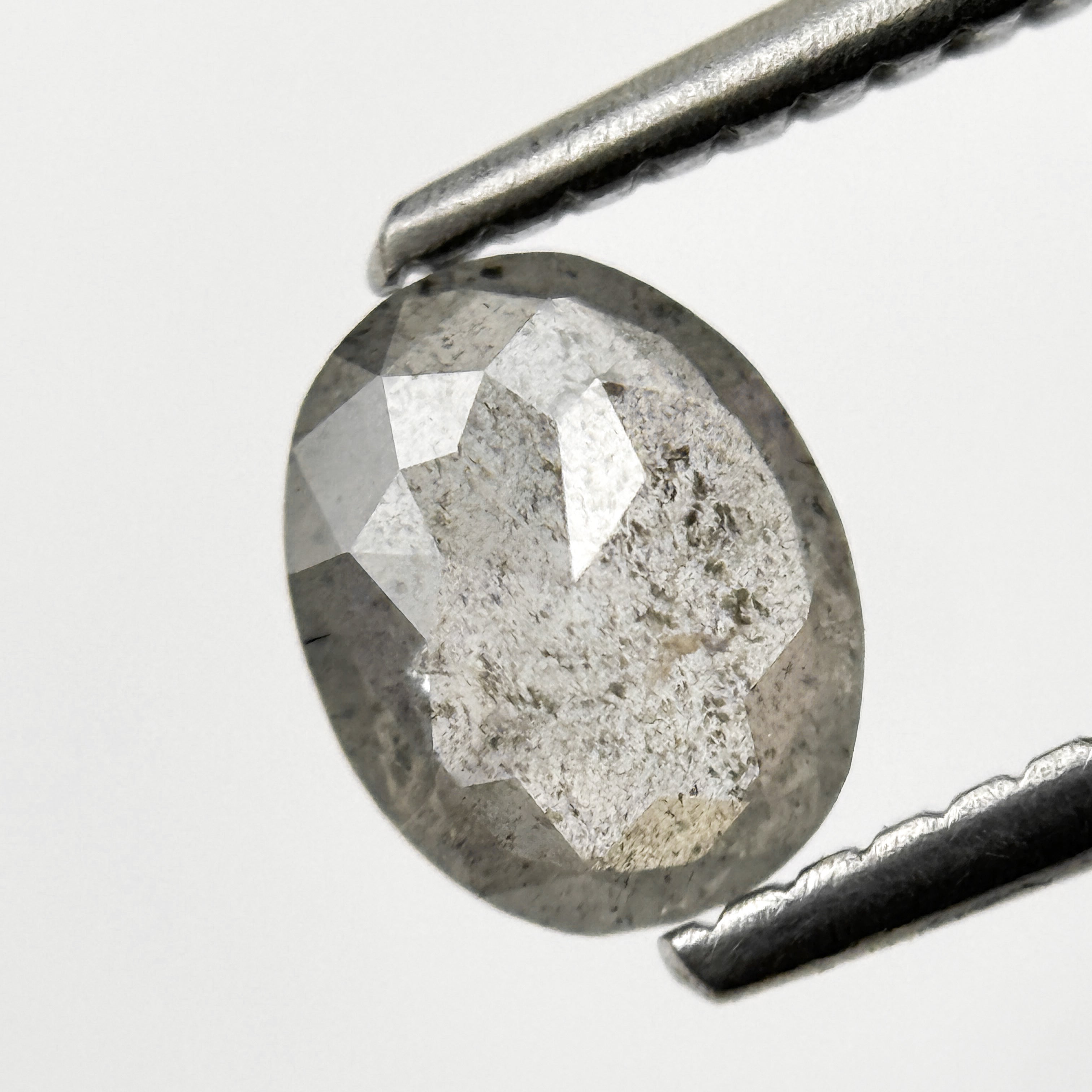 0.63 Ct Oval Rose Cut Grey Natural Minimalist Diamond