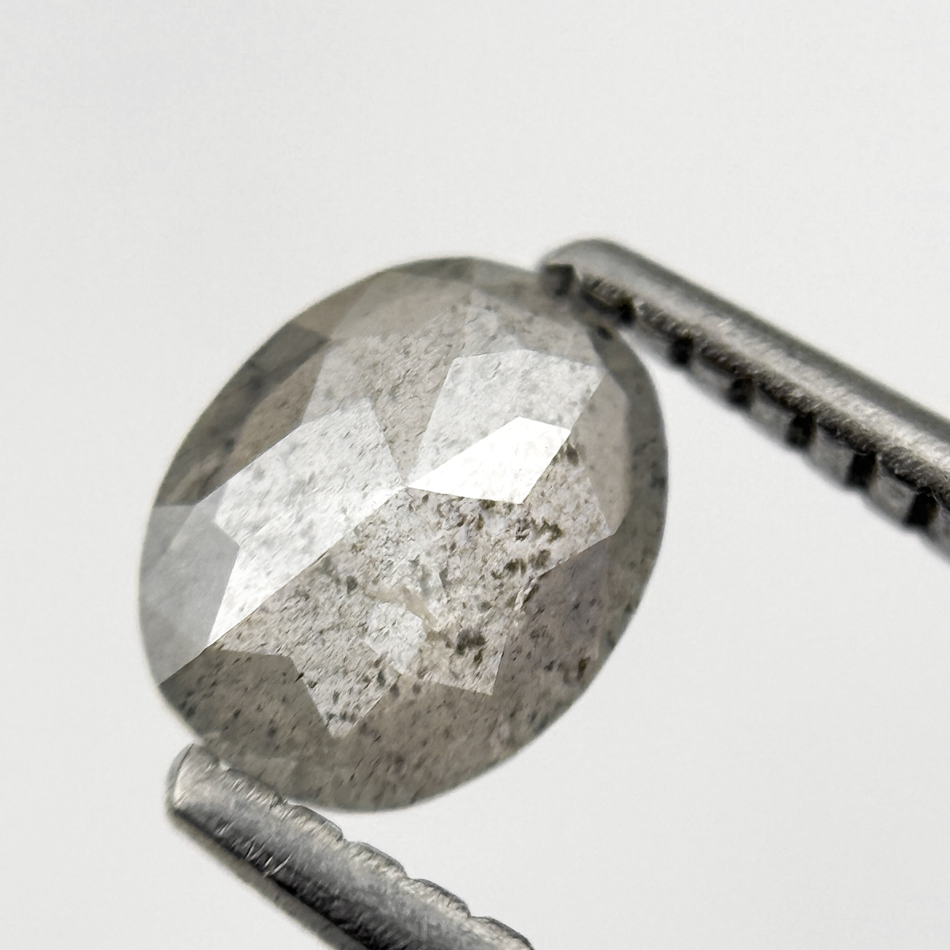 0.63 Ct Oval Rose Cut Grey Natural Minimalist Diamond