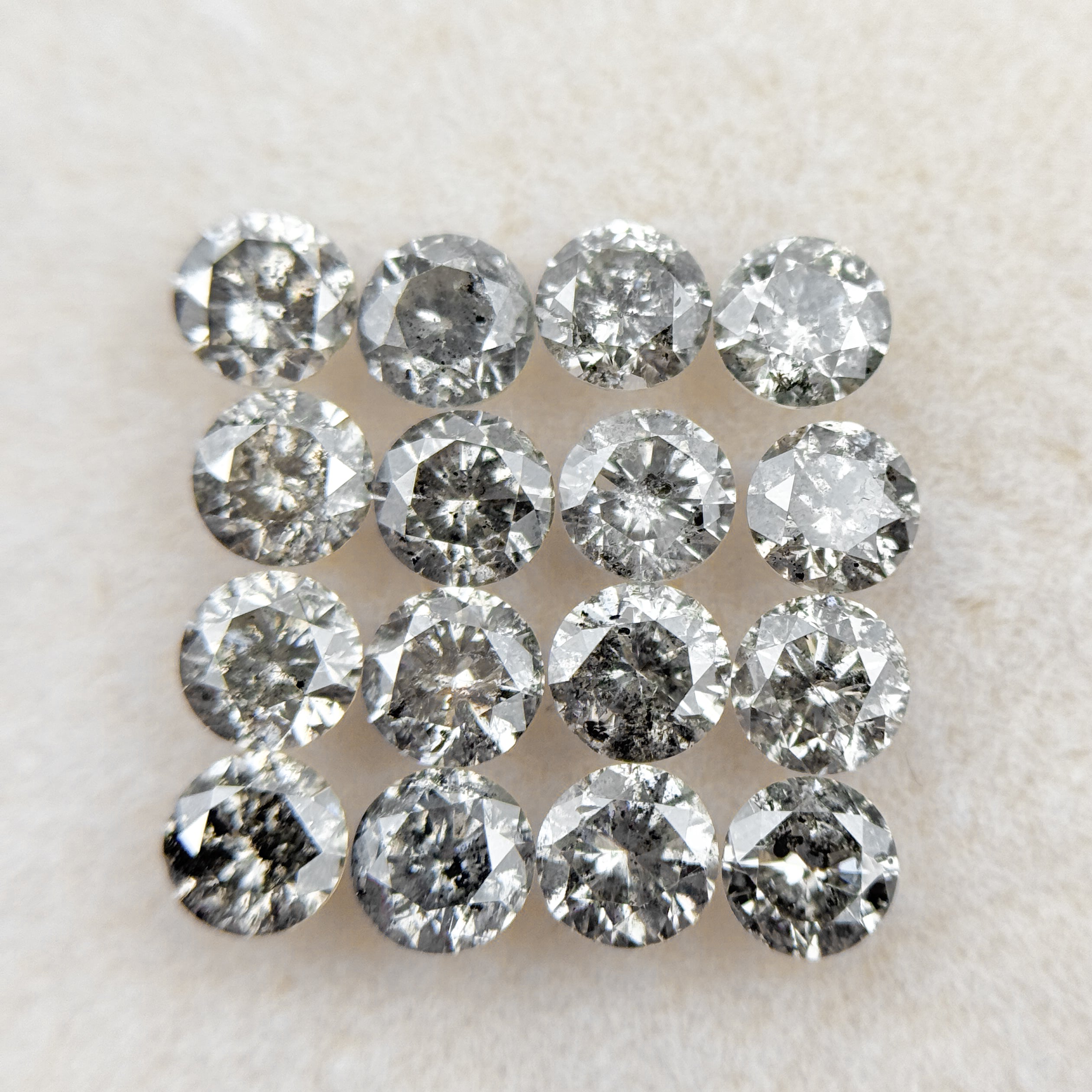 4 MM Round Brilliant Cut Inspire Grey Natural Salt and Pepper Diamond