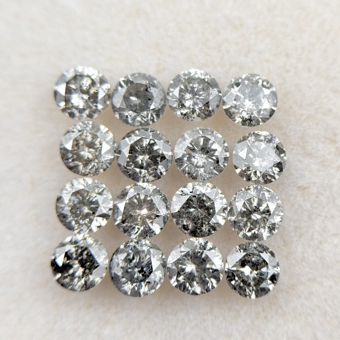 4 MM Round Brilliant Cut Inspire Grey Natural Salt and Pepper Diamond