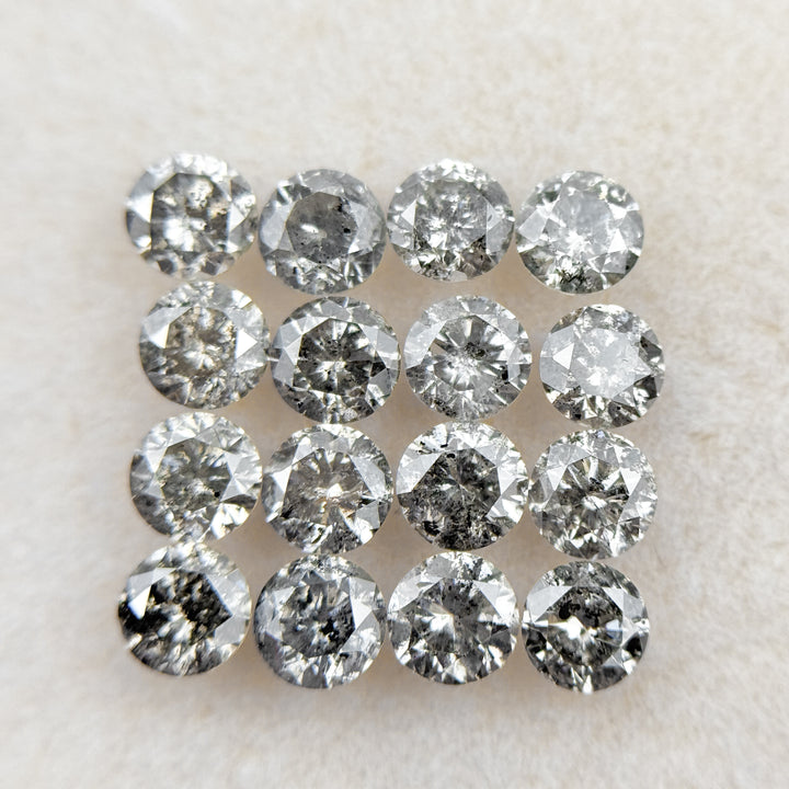 4 MM Round Brilliant Cut Inspire Grey Natural Salt and Pepper Diamond