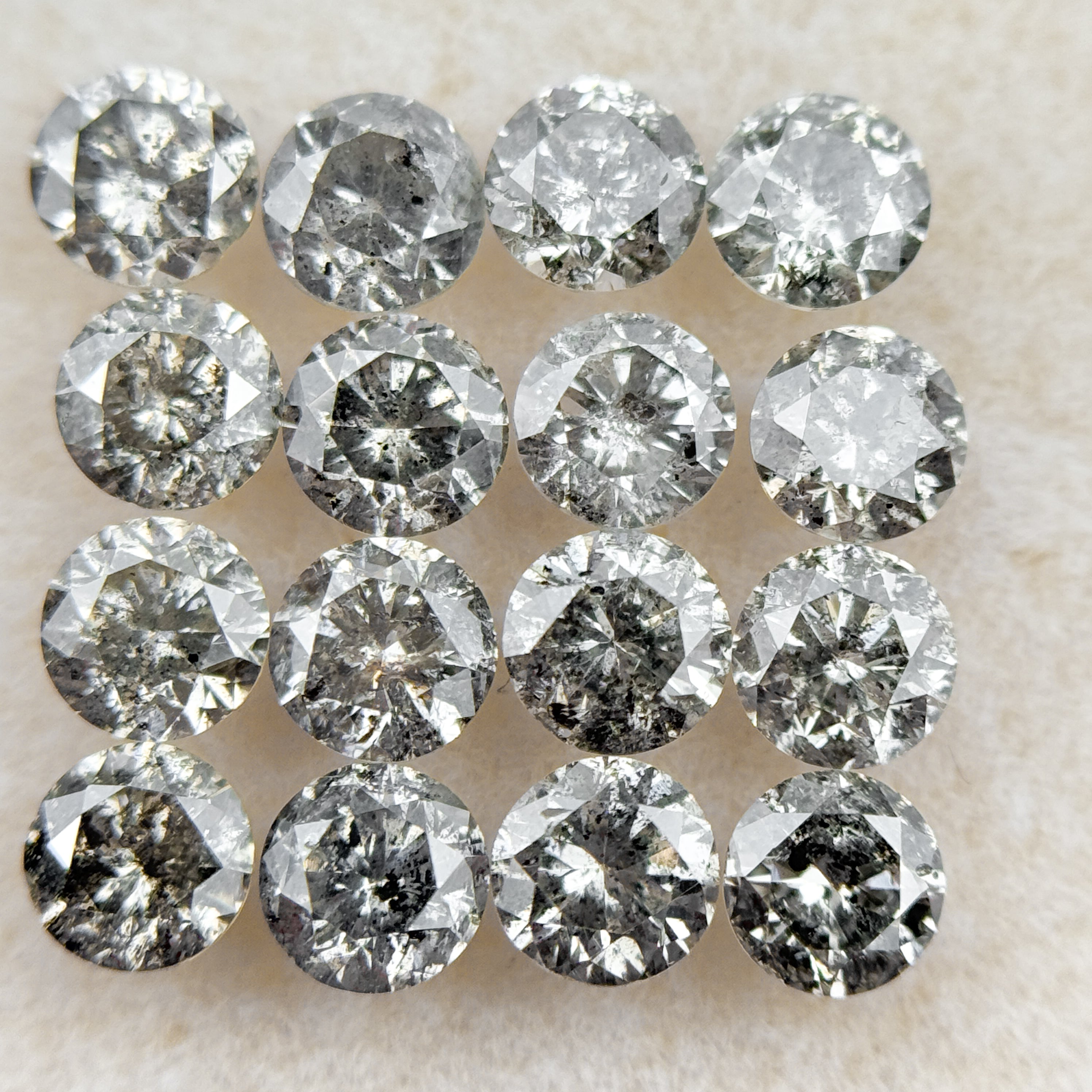4 MM Round Brilliant Cut Inspire Grey Natural Salt and Pepper Diamond