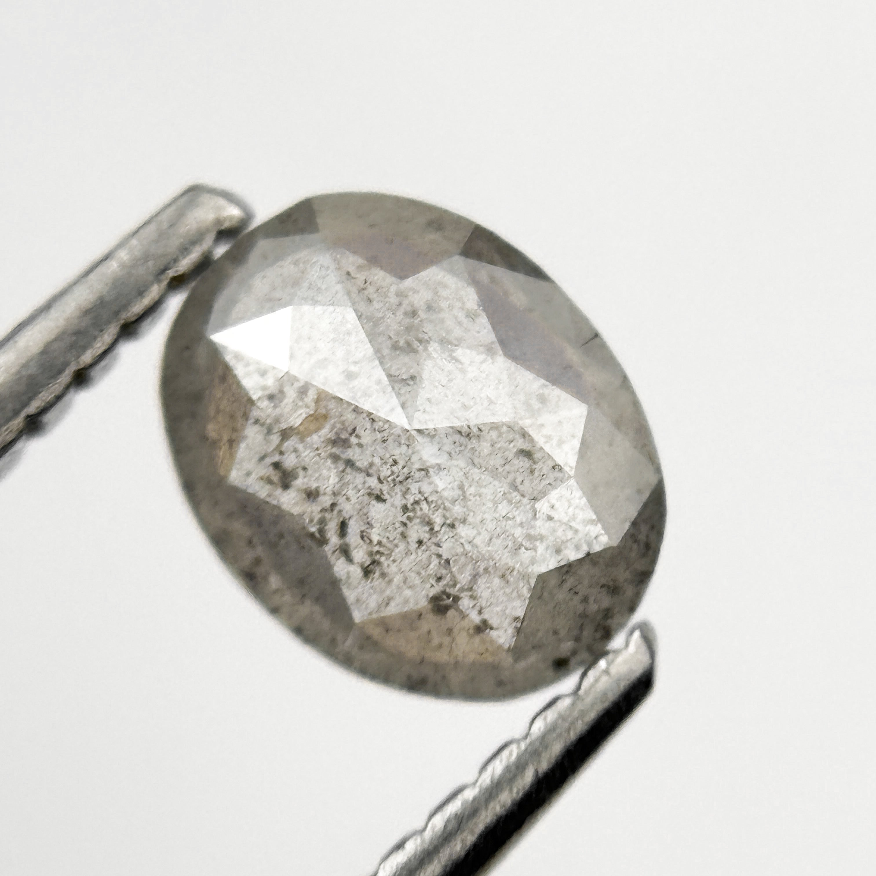 0.63 Ct Oval Rose Cut Grey Natural Minimalist Diamond