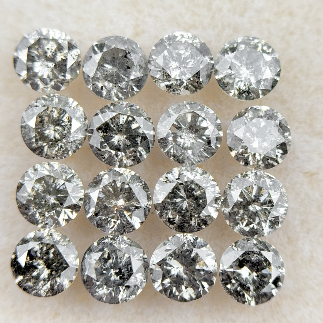 4 MM Round Brilliant Cut Inspire Grey Natural Salt and Pepper Diamond