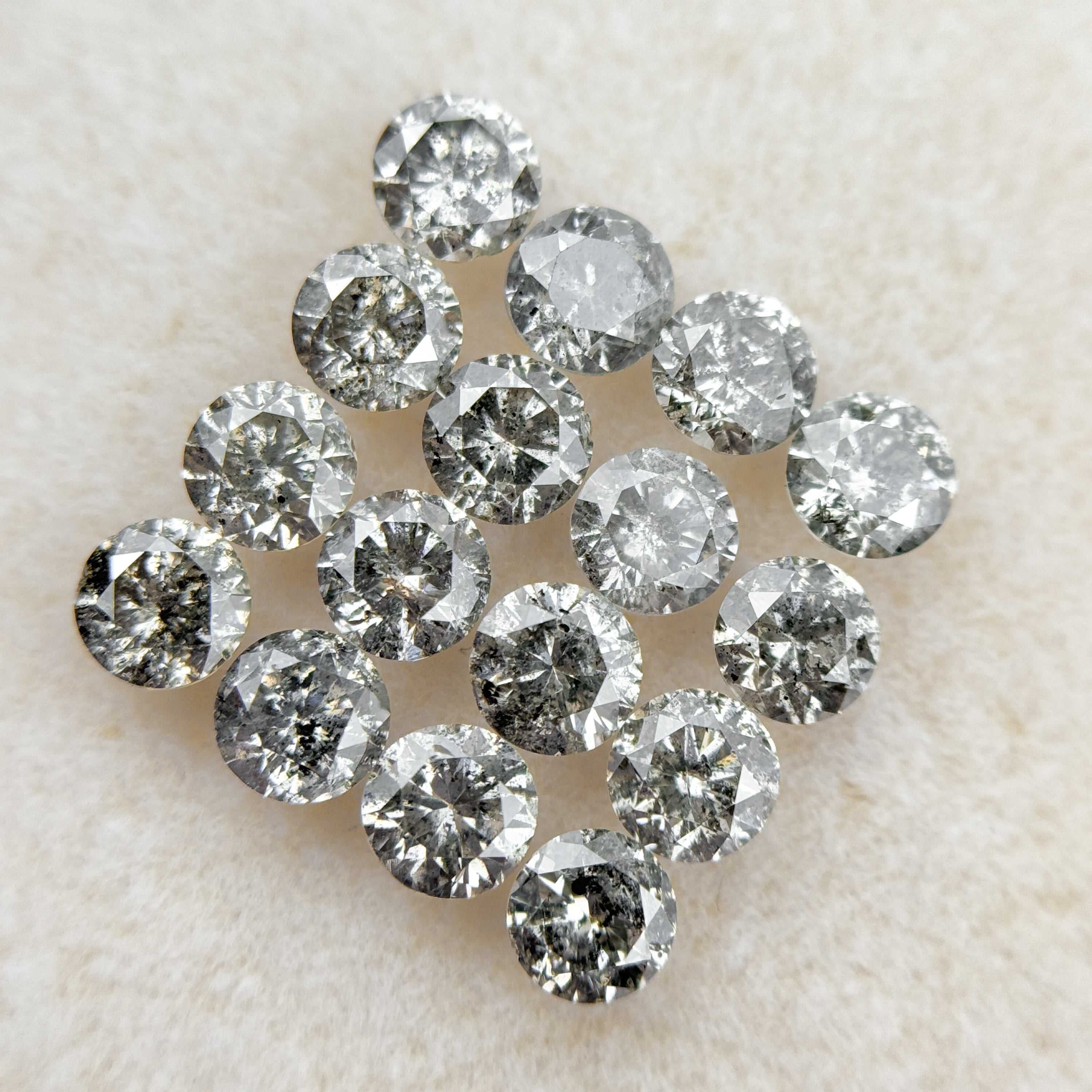 4 MM Round Brilliant Cut Inspire Grey Natural Salt and Pepper Diamond