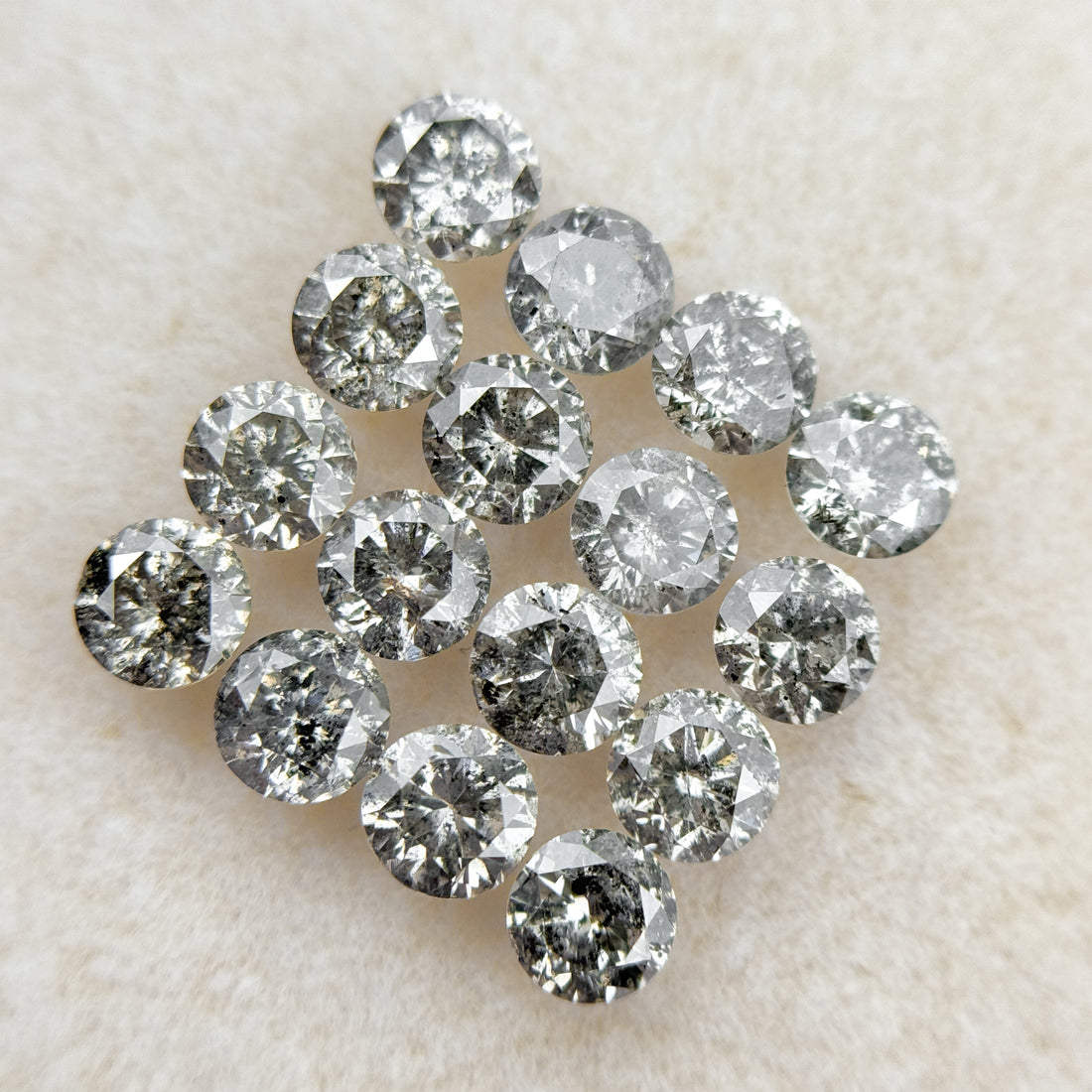4 MM Round Brilliant Cut Inspire Grey Natural Salt and Pepper Diamond