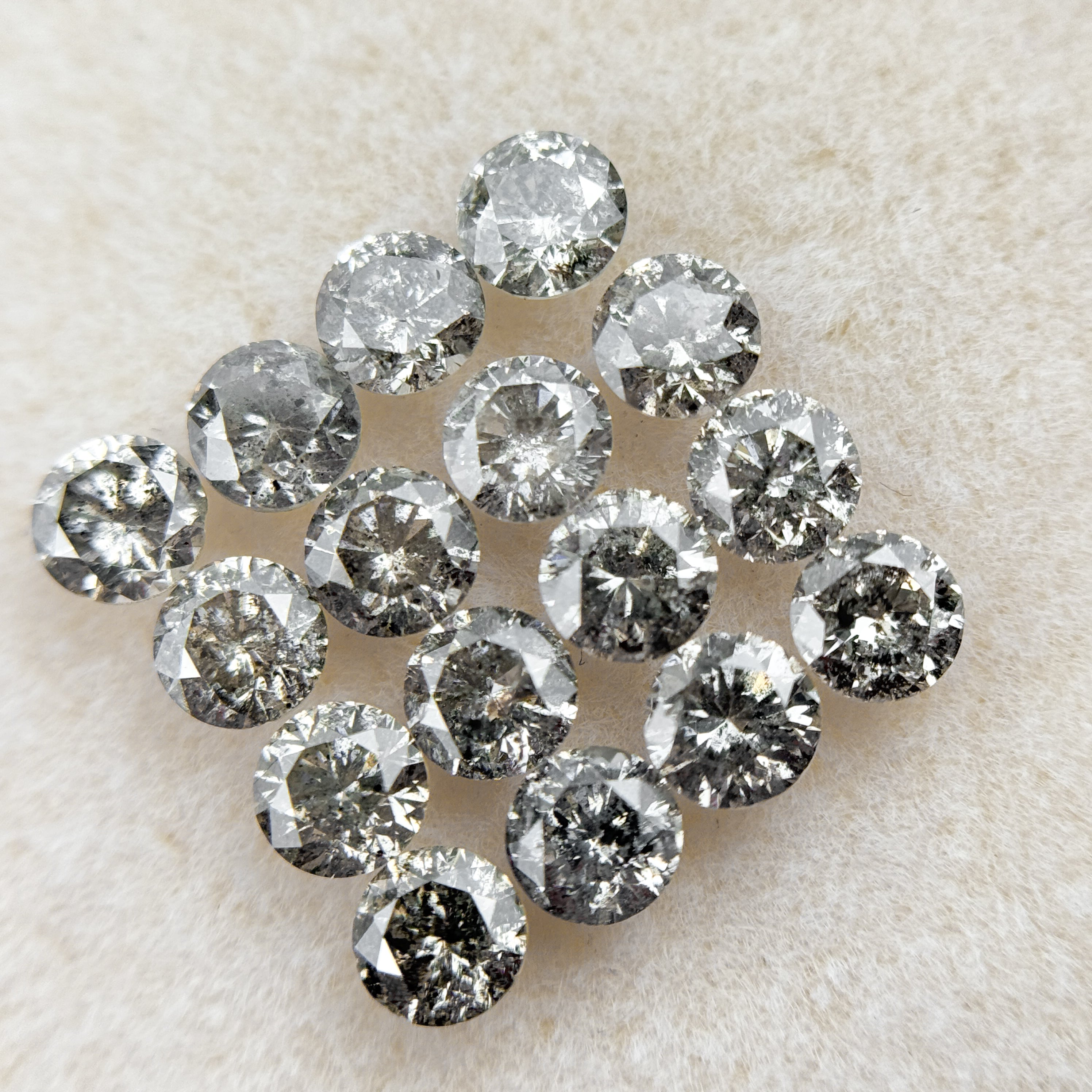 4 MM Round Brilliant Cut Inspire Grey Natural Salt and Pepper Diamond