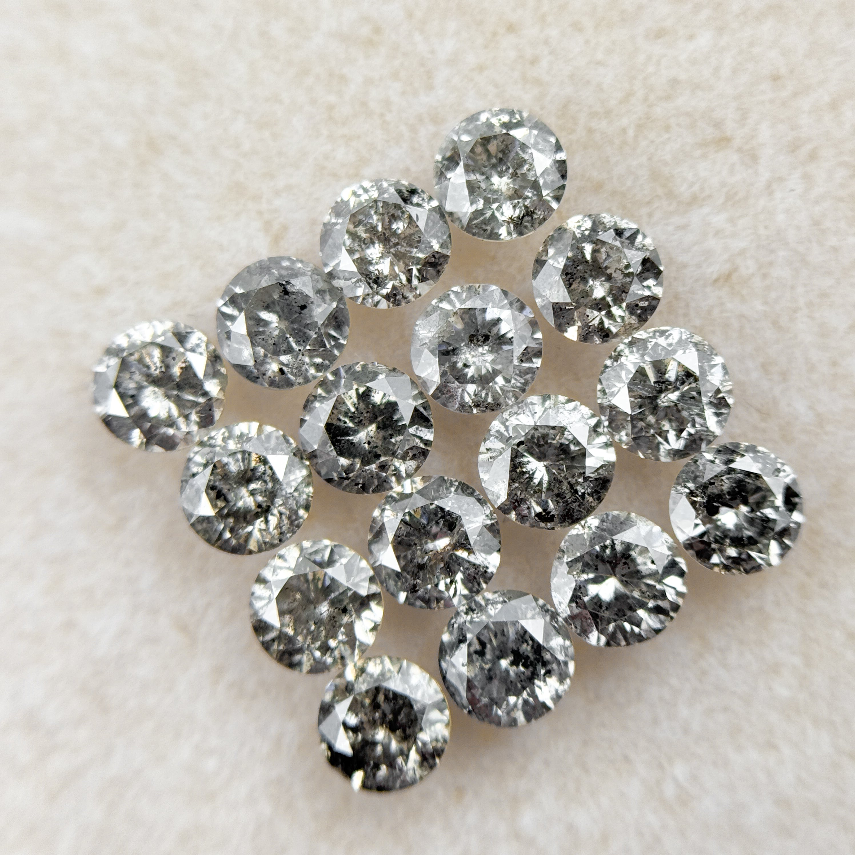 4 MM Round Brilliant Cut Inspire Grey Natural Salt and Pepper Diamond