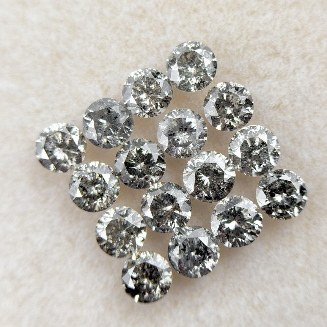 4 MM Round Brilliant Cut Inspire Grey Natural Salt and Pepper Diamond