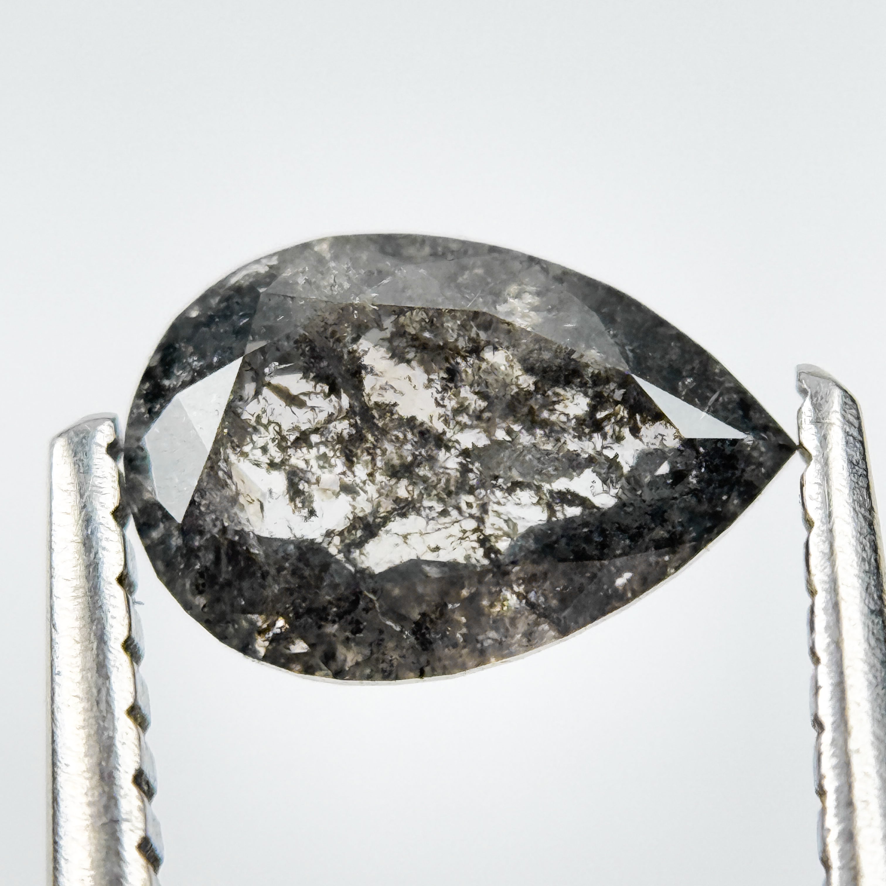 8 MM Pear Rose Cut Grey Natural Galaxy Diamond