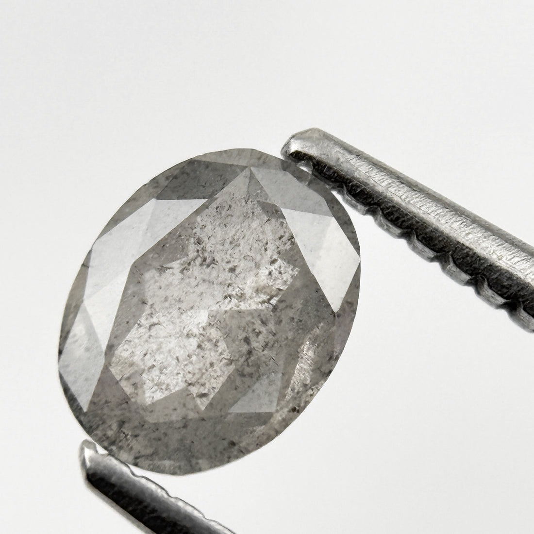 0.63 Ct Oval Rose Cut Grey Natural Minimalist Diamond