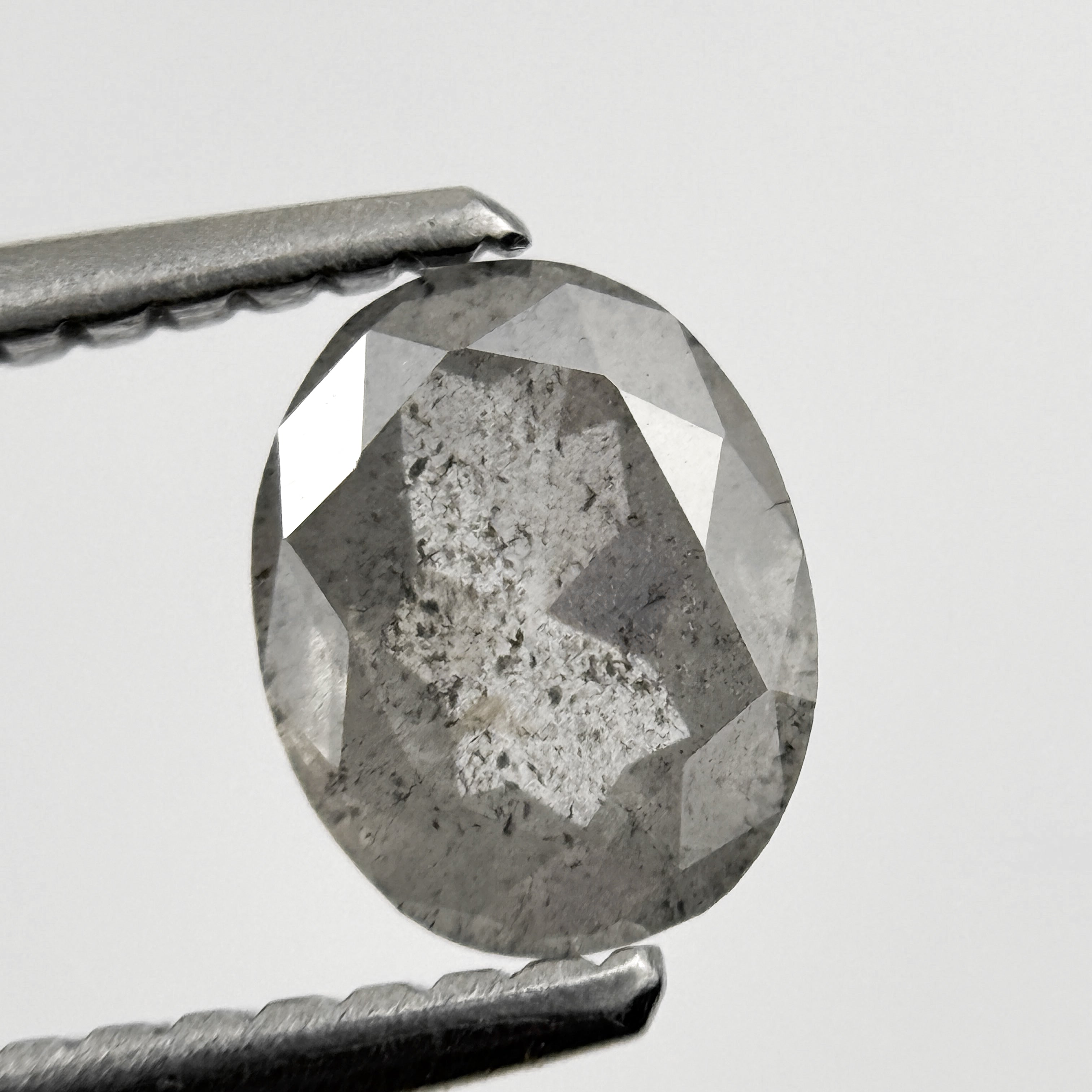 0.63 Ct Oval Rose Cut Grey Natural Minimalist Diamond