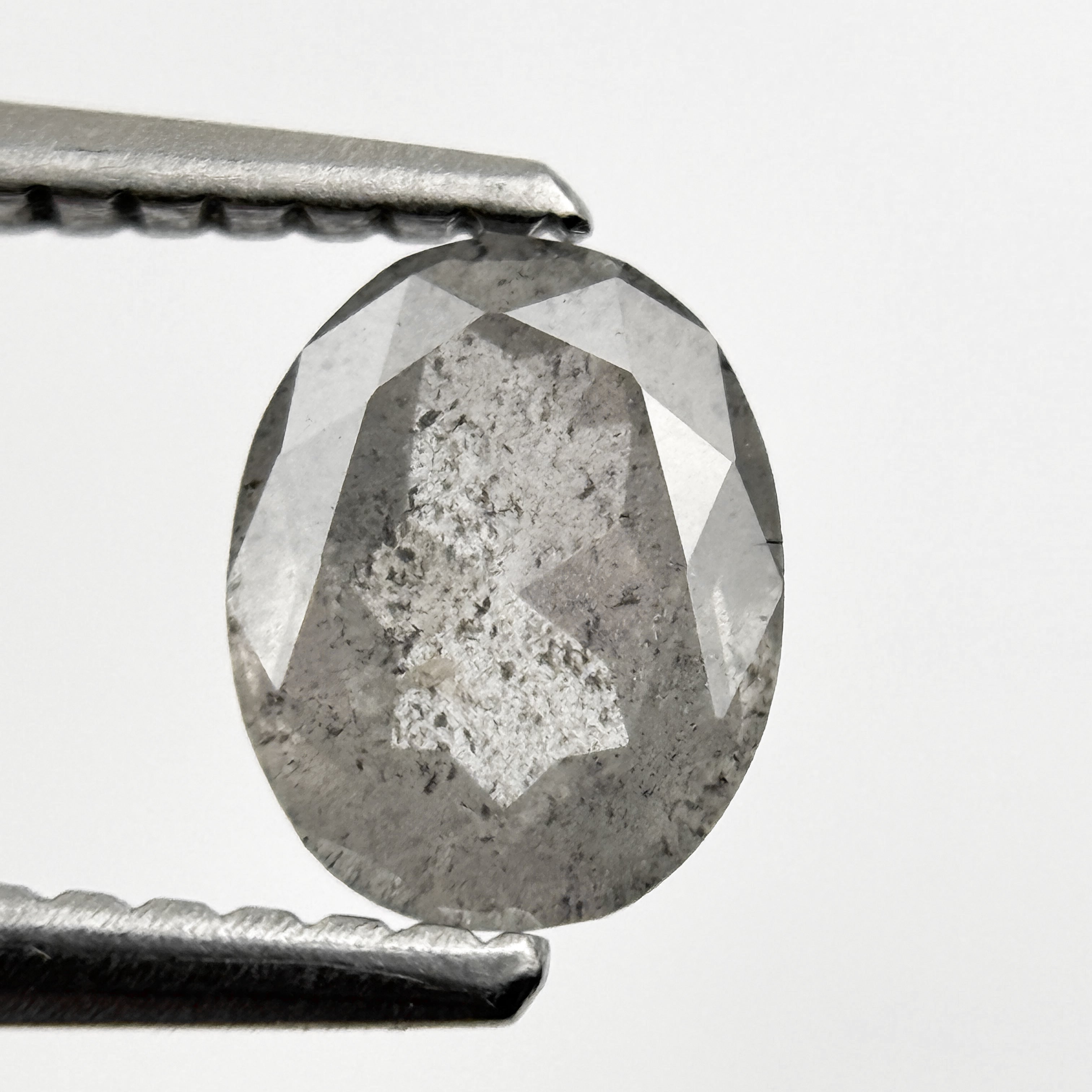 0.63 Ct Oval Rose Cut Grey Natural Minimalist Diamond