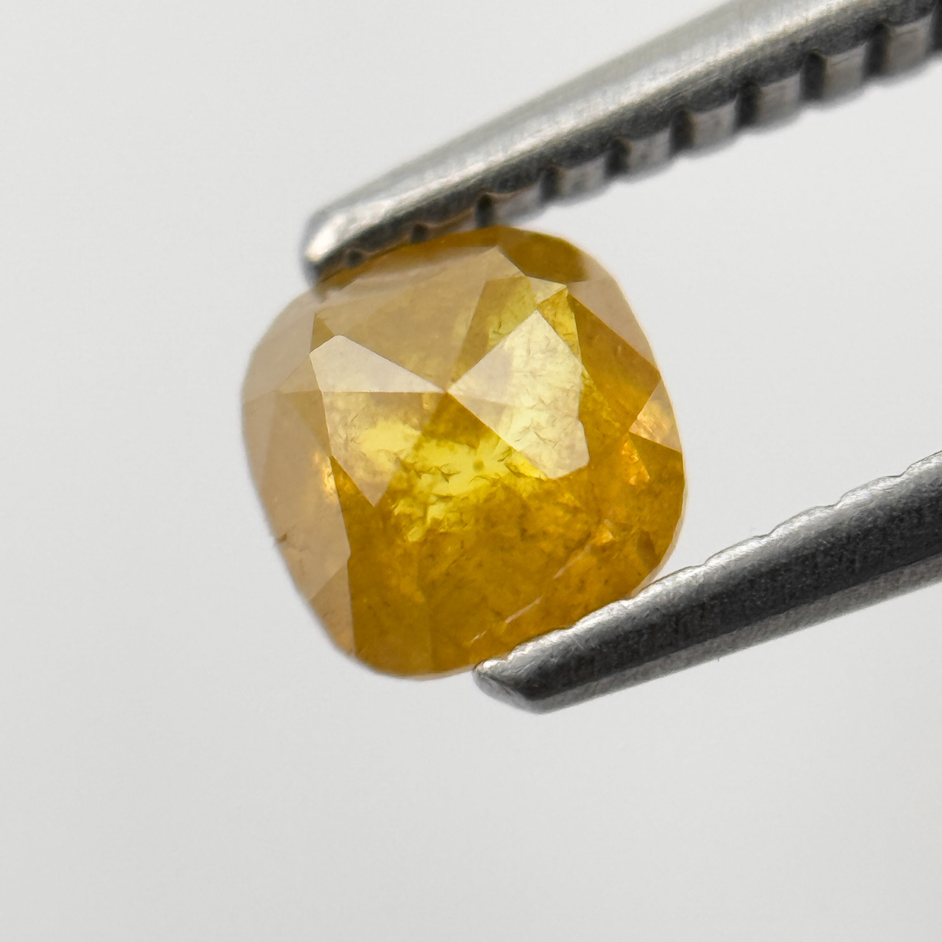 0.64 Ct Cushion Rose Cut Yellow Natural Salt and Pepper Diamond