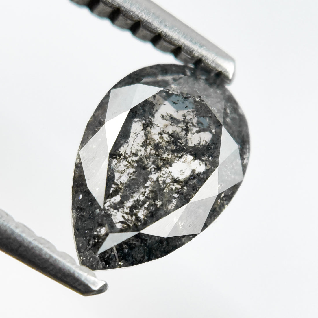 8 MM Pear Rose Cut Grey Natural Galaxy Diamond
