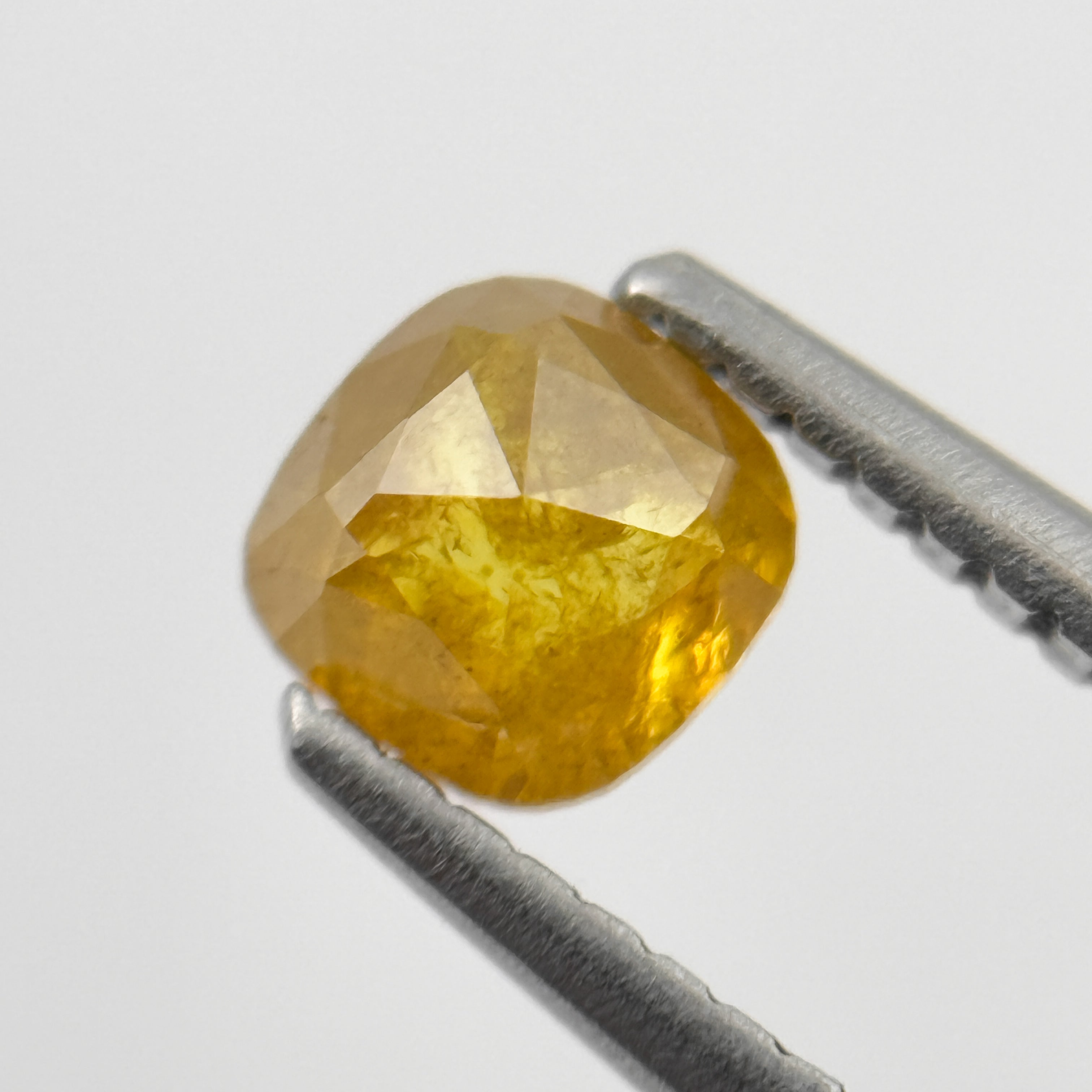 0.64 Ct Cushion Rose Cut Yellow Natural Salt and Pepper Diamond